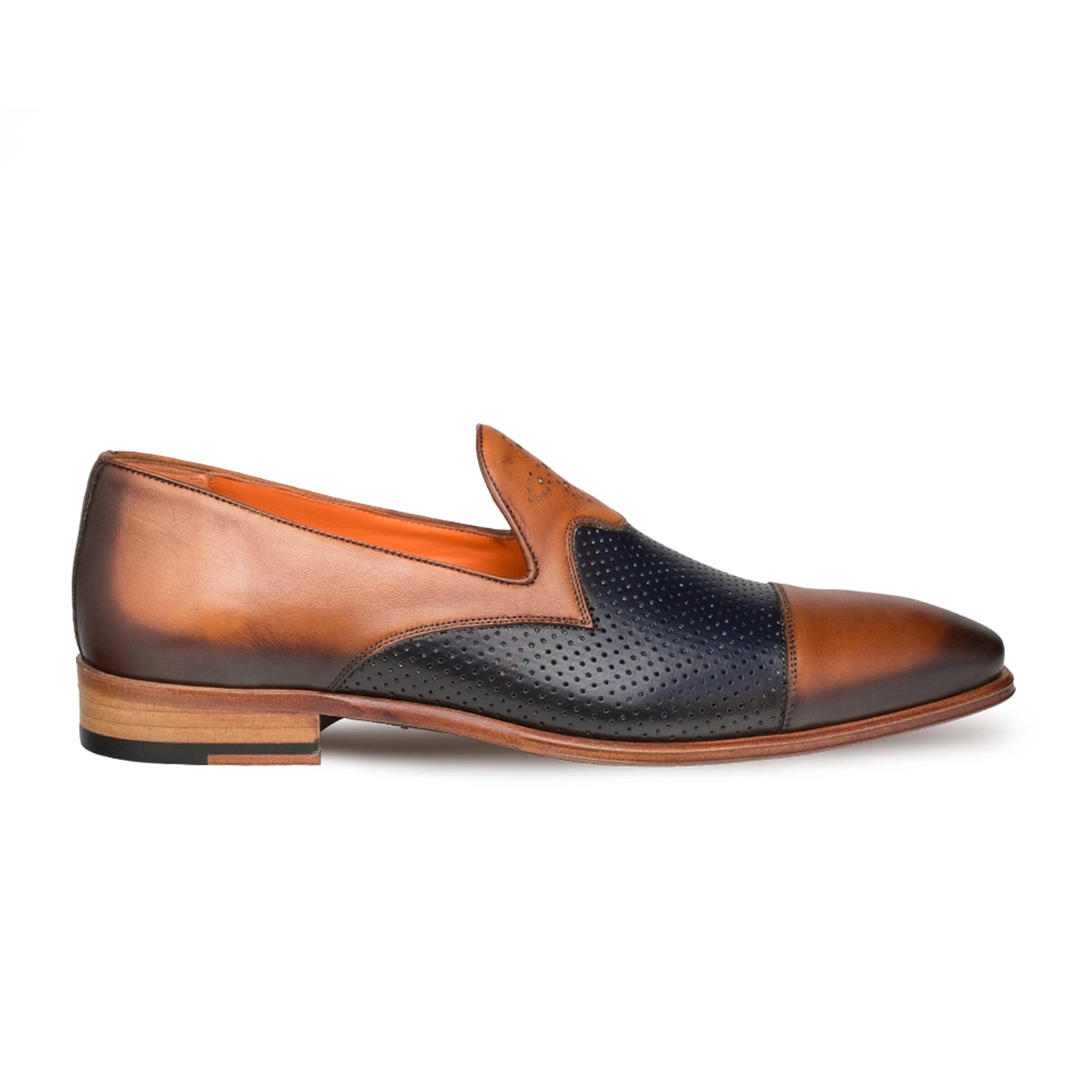 Mens Mezlan Bora Calfskin Loafer in Tan & Blue - 8.5