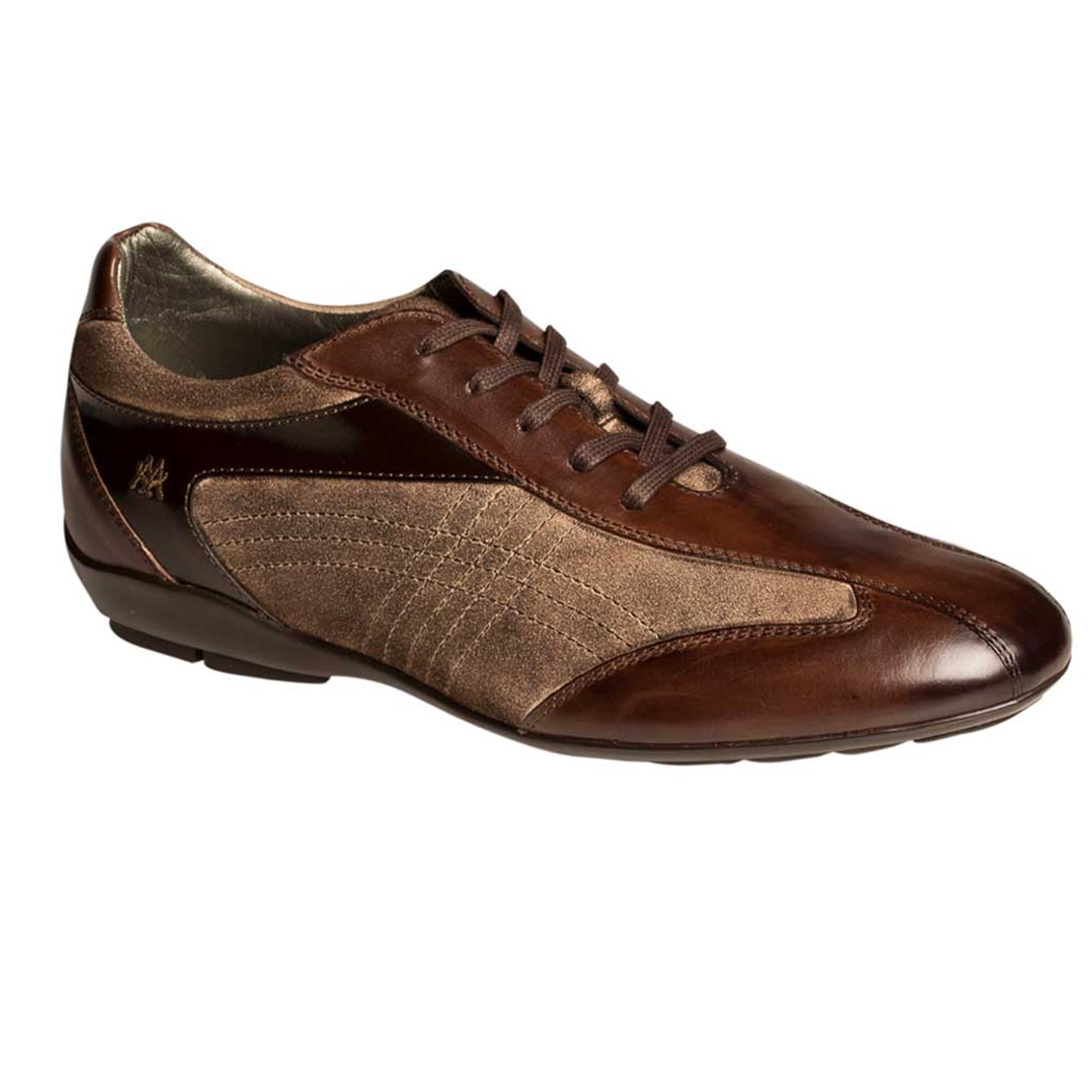 Mens Mezlan Vega Calfskin & Suede Sneaker in Brown & Taupe - 7.5