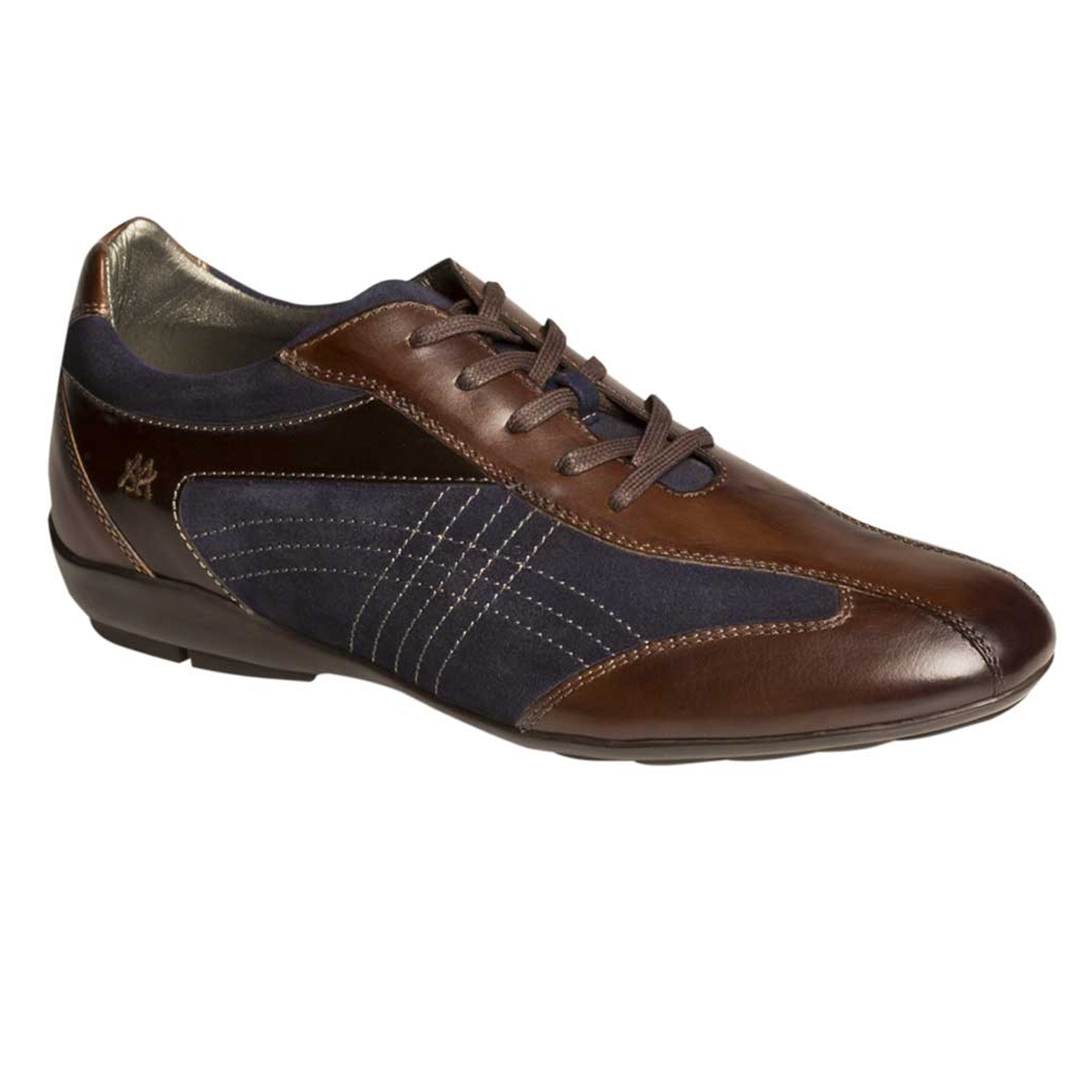 Mens Mezlan Vega Calfskin & Suede Sneaker in Brown & Navy - 7.5