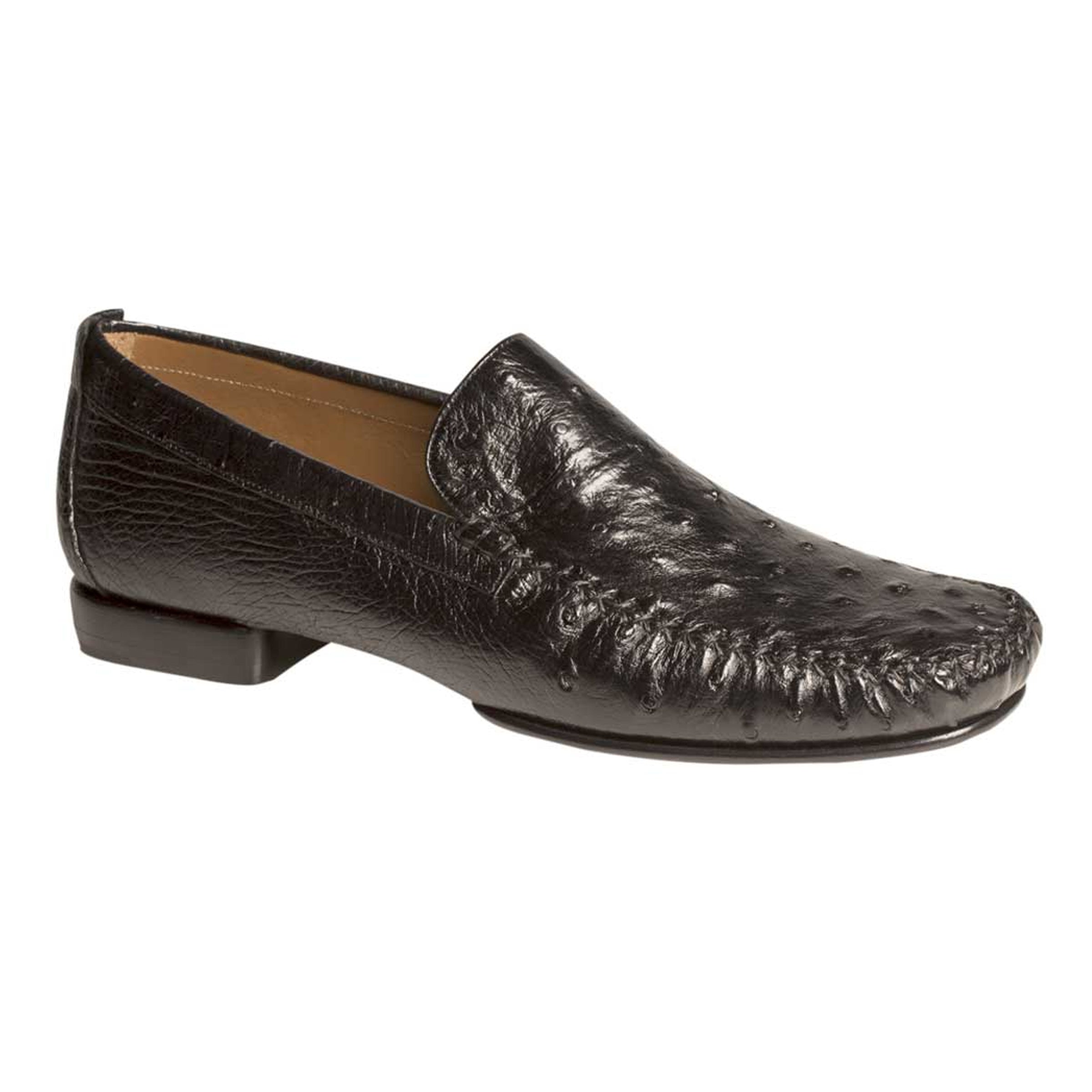 Mens Mezlan Rollini Ostrich Quill  Dress Shoe Loafer in Black - 9.5