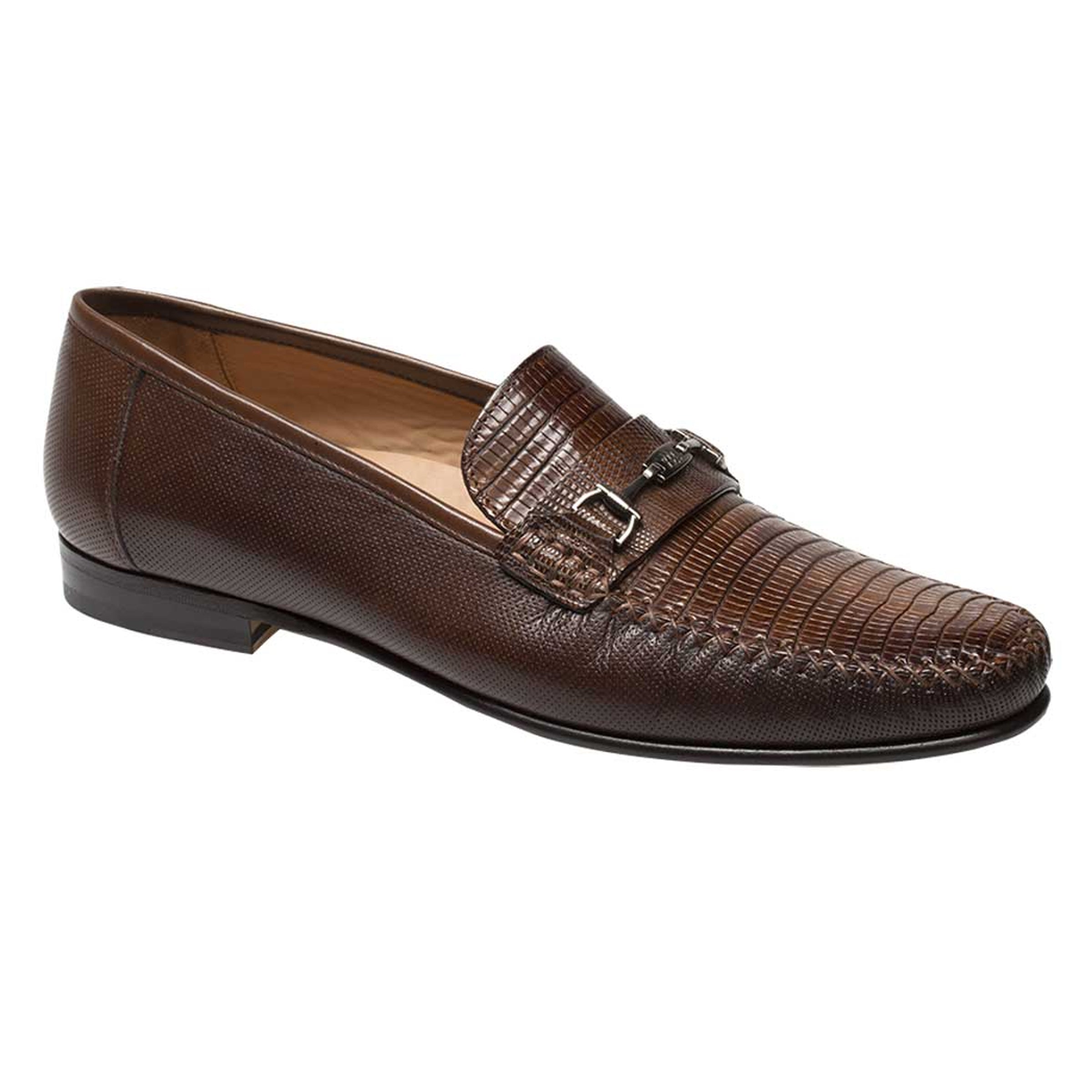 Mens Mezlan Sileno Lizard Moccasin Loafer Dress Shoe in Cognac - 8