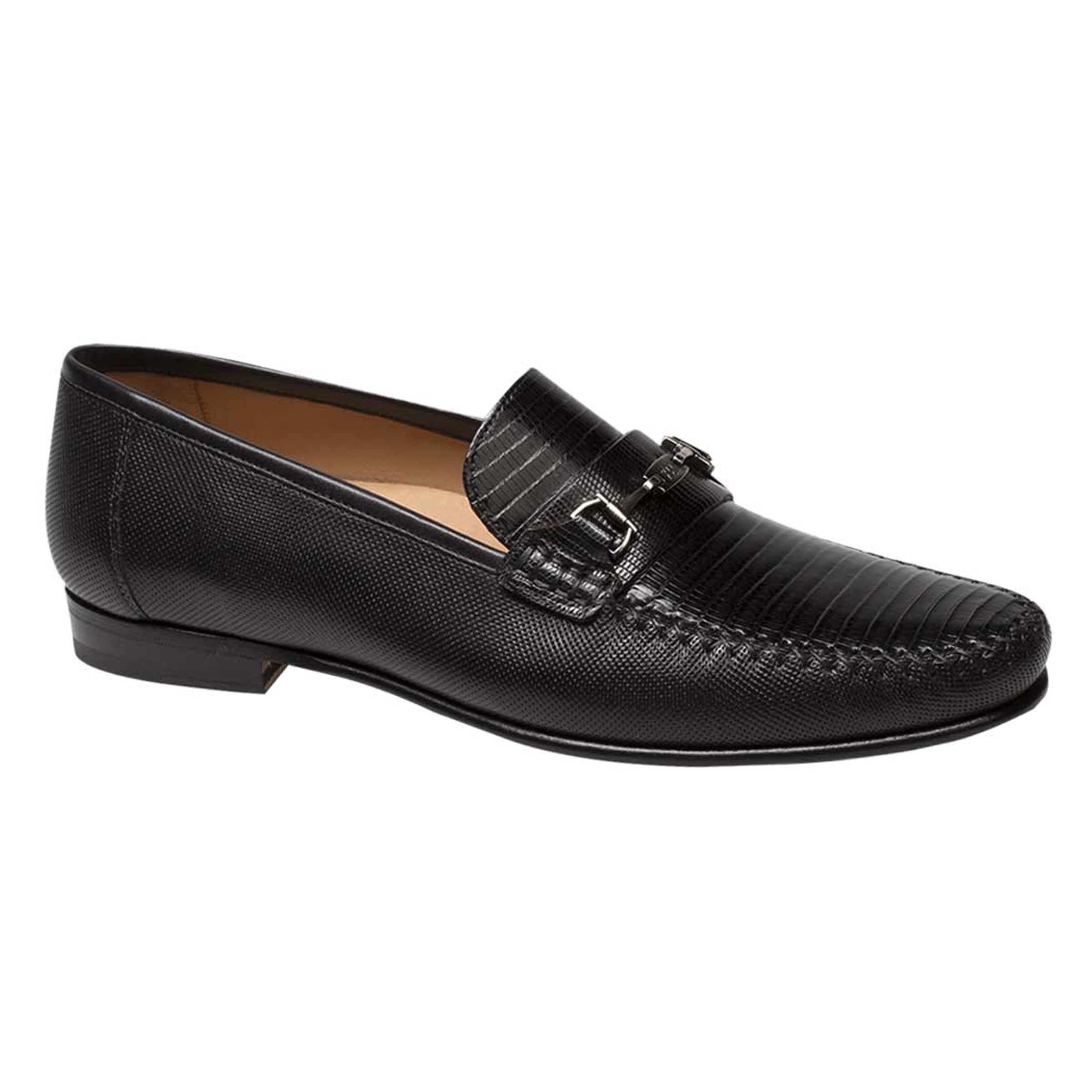 Mens Mezlan Sileno Lizard Moccasin Loafer Dress Shoe in Black - 8