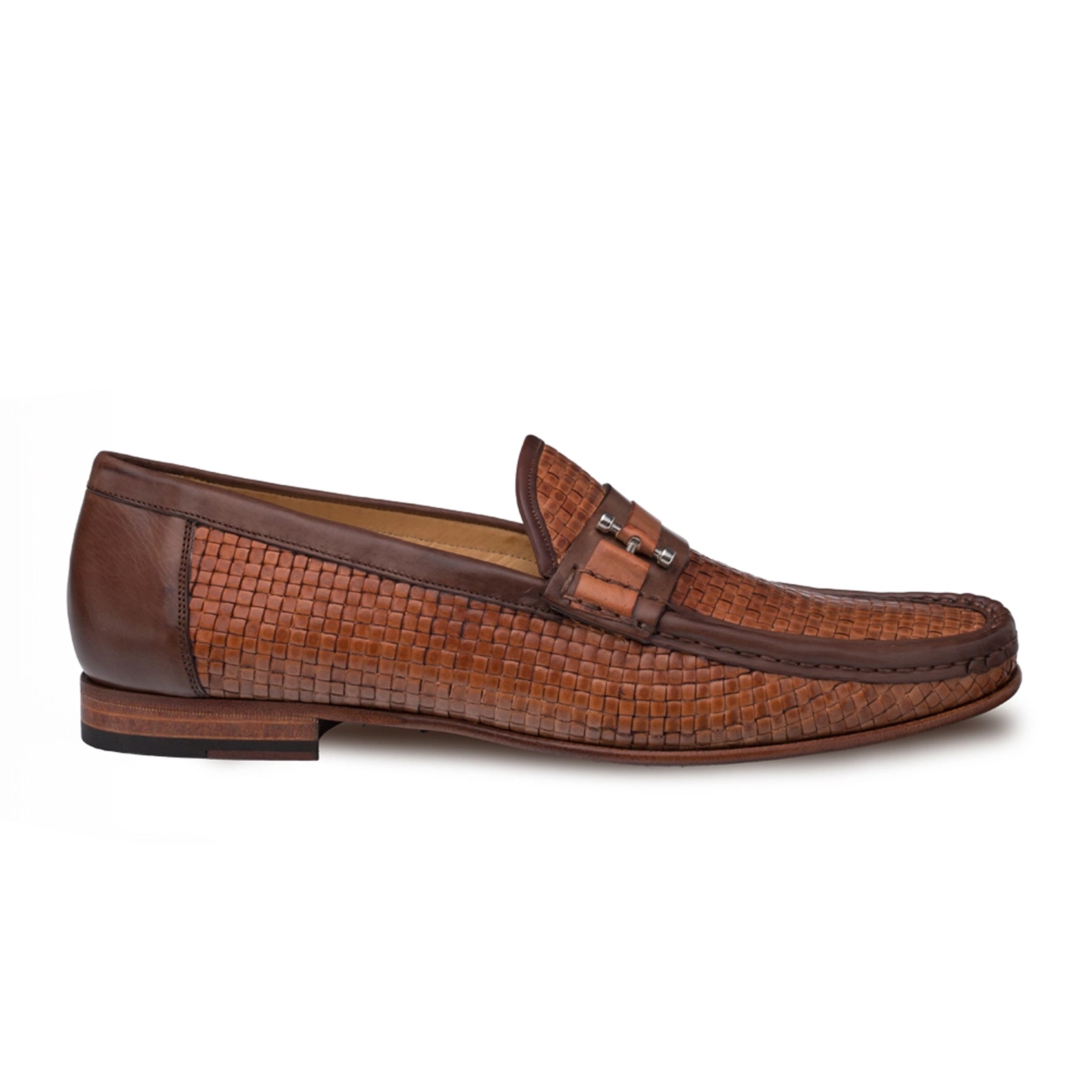 Mens Mezlan Banderas Woven Calfskin Loafer Dress Shoe in Brown - 8