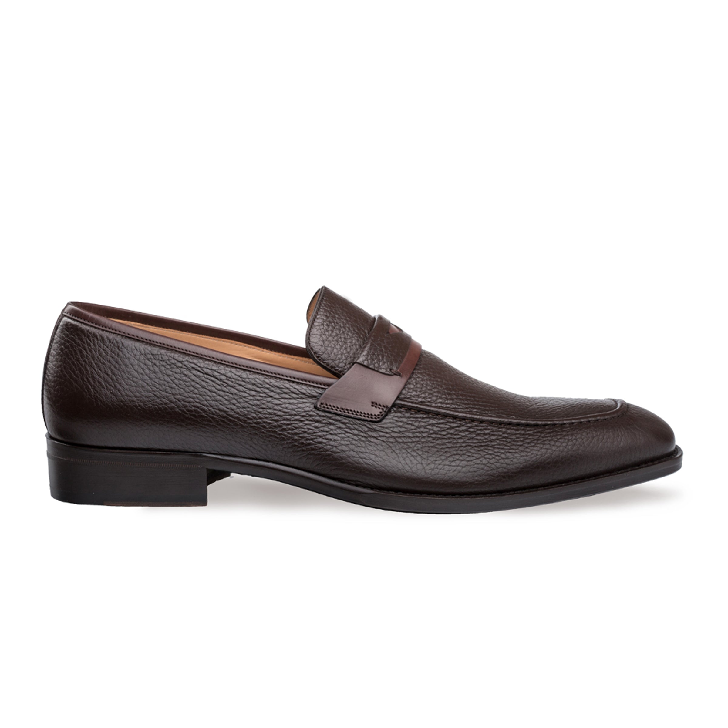 Mens Mezlan Elche Calf & Deer Penny Loafer Dress Shoe in Black - 7