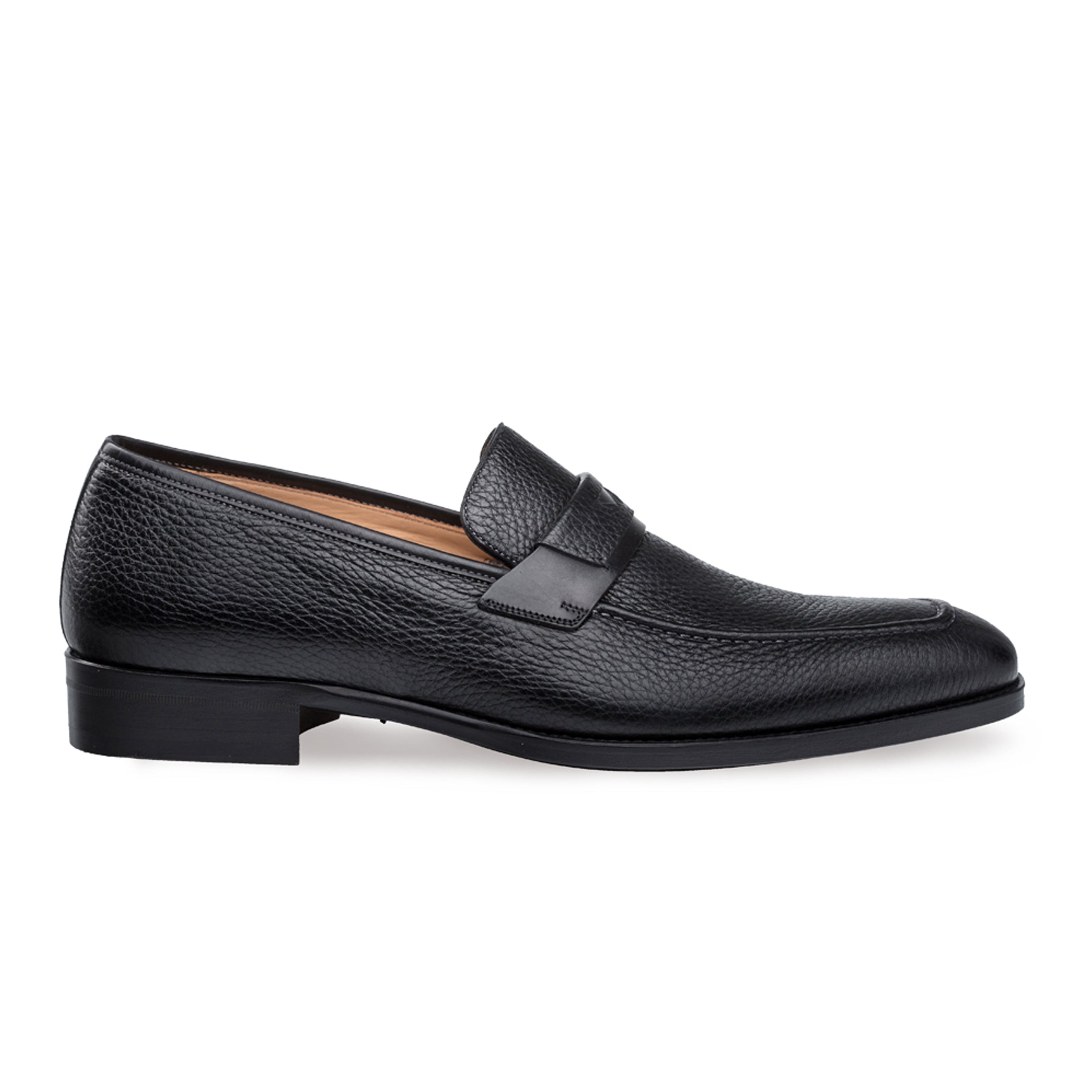 Mens Mezlan Elche Calf & Deer Penny Loafer Dress Shoe in Black - 7