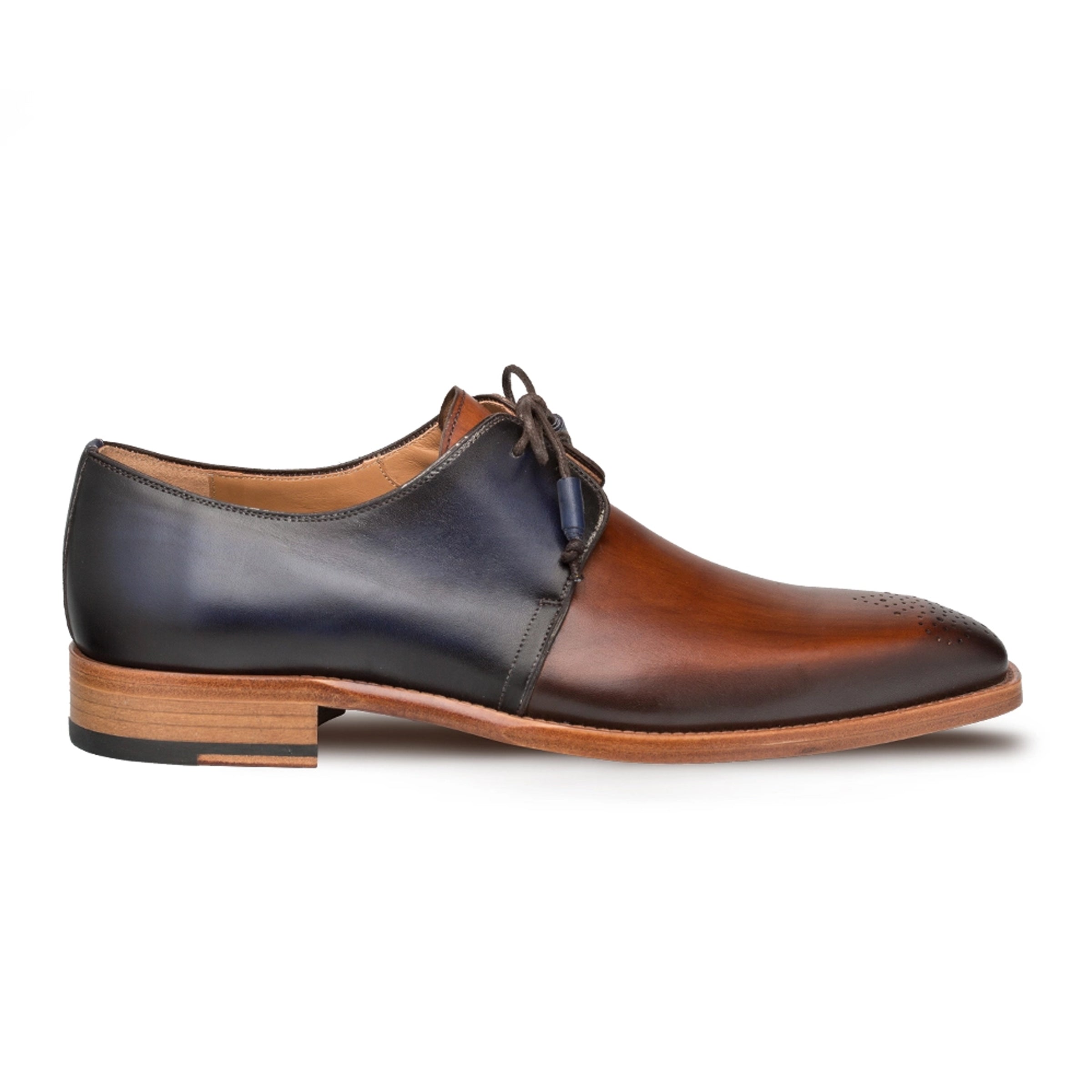 Mens Mezlan Montes Calfskin Two Tone Dress Shoe in Navy & Cognac - 8