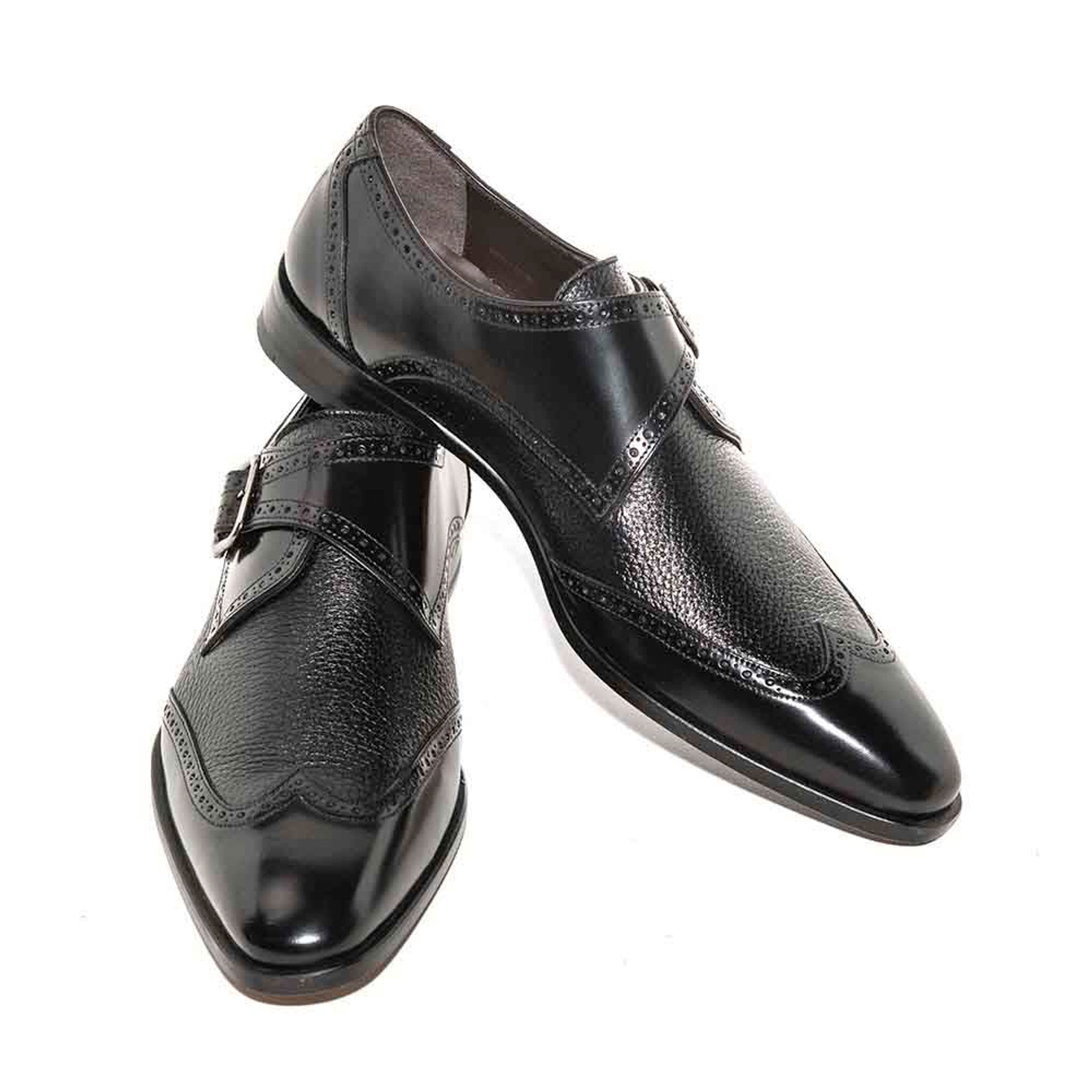 Senator By Mezlan In Black Monkstrap Genuine Deerskin - 8 M