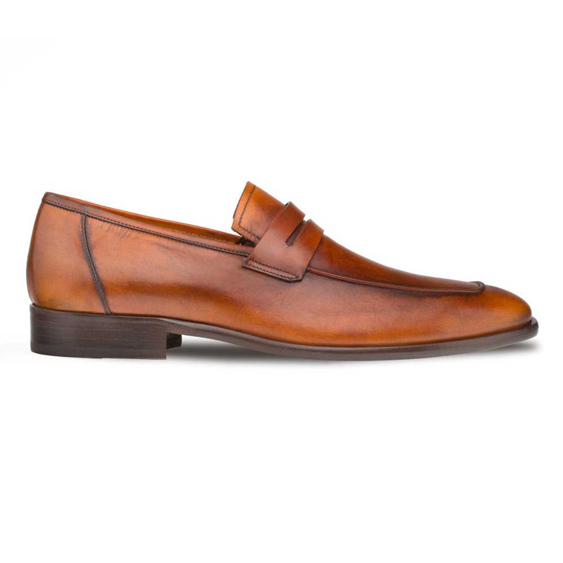 Mezlan Cognac Burnished Calfskin Penny Loafer - 8 M