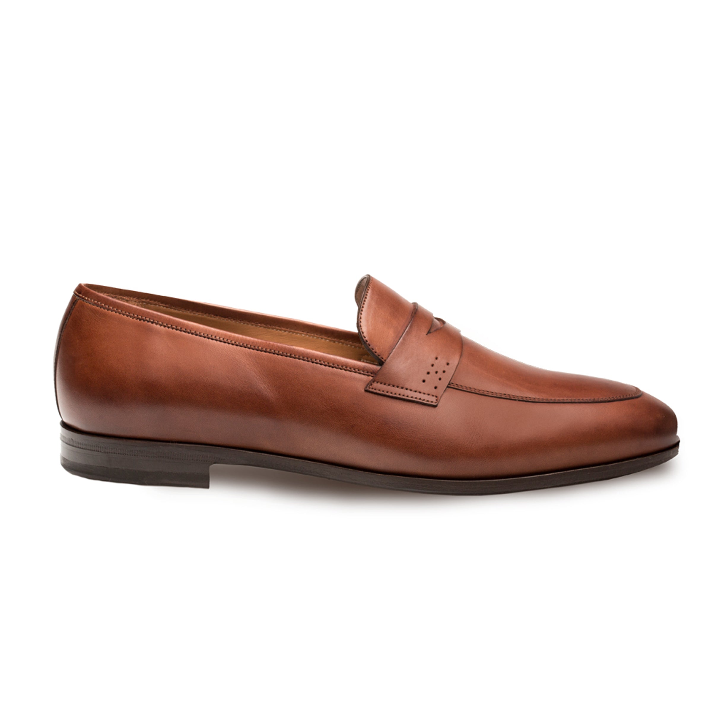 Mens Melzan Fabrizi Calfskin Penny Loafer Dress Shoe in Cognac - 8