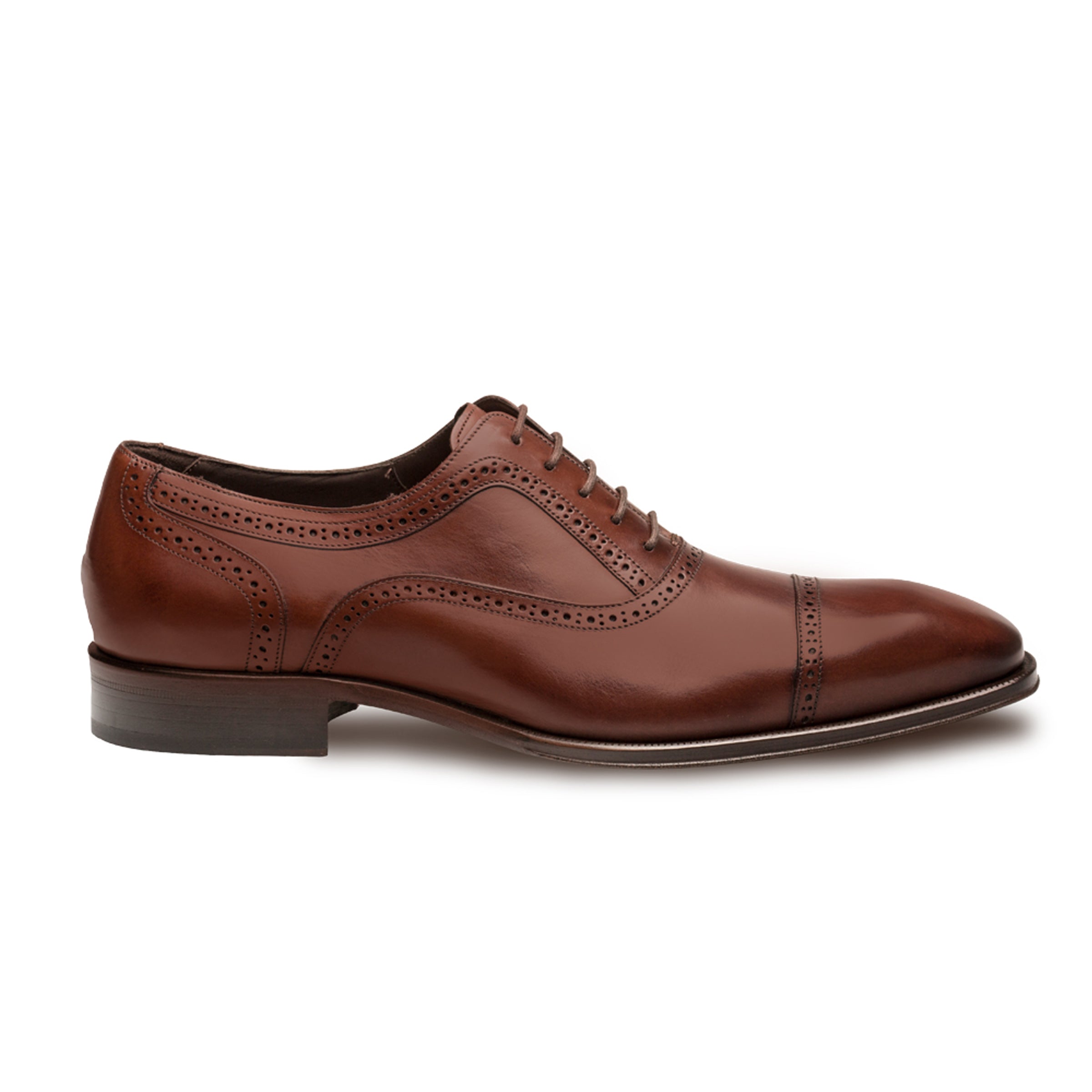 Mens Mezlan Remy Classic Calfskin Cap Toe Dress Shoe in Cognac - 9