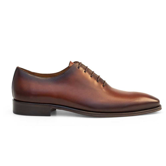 Mens Mezlan Plain Toe Calfskin Dress Shoe in Cognac