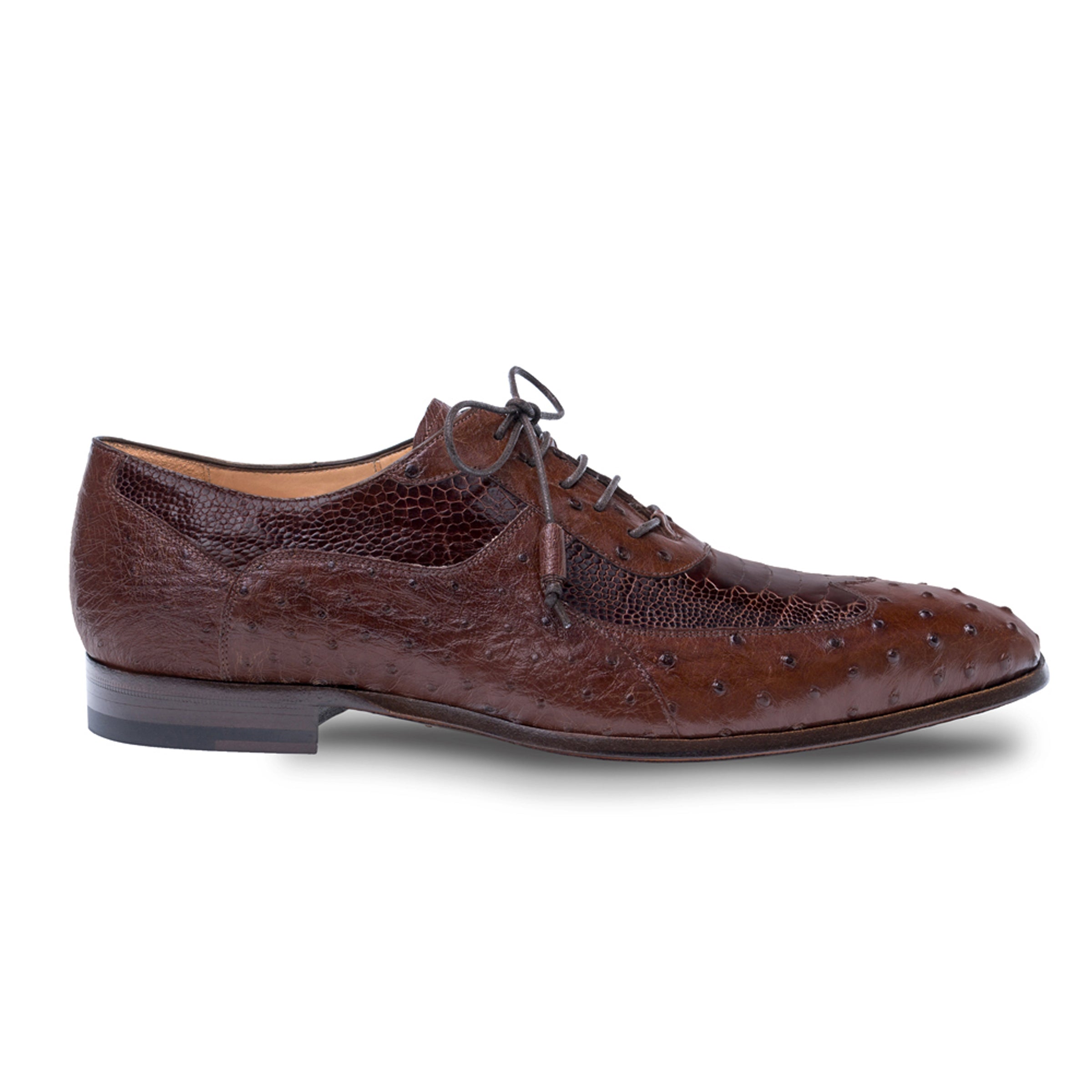 Mens Mezlan Getty Ostrich Wingtip Dress Shoe in Cognac - 9.5