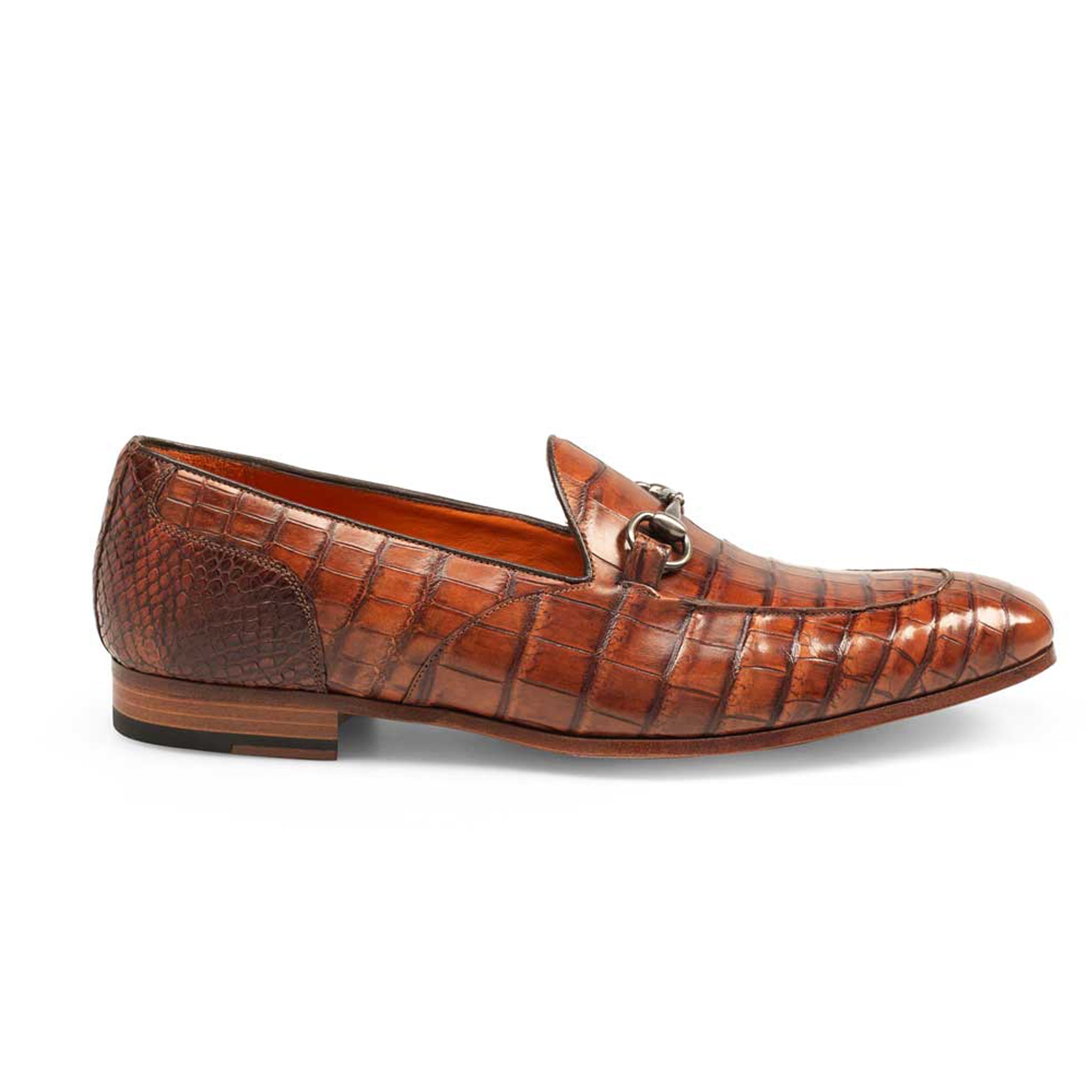 Mens Mezlan Borgese Alligator Dress Shoe Loafer in Cognac - 8.5