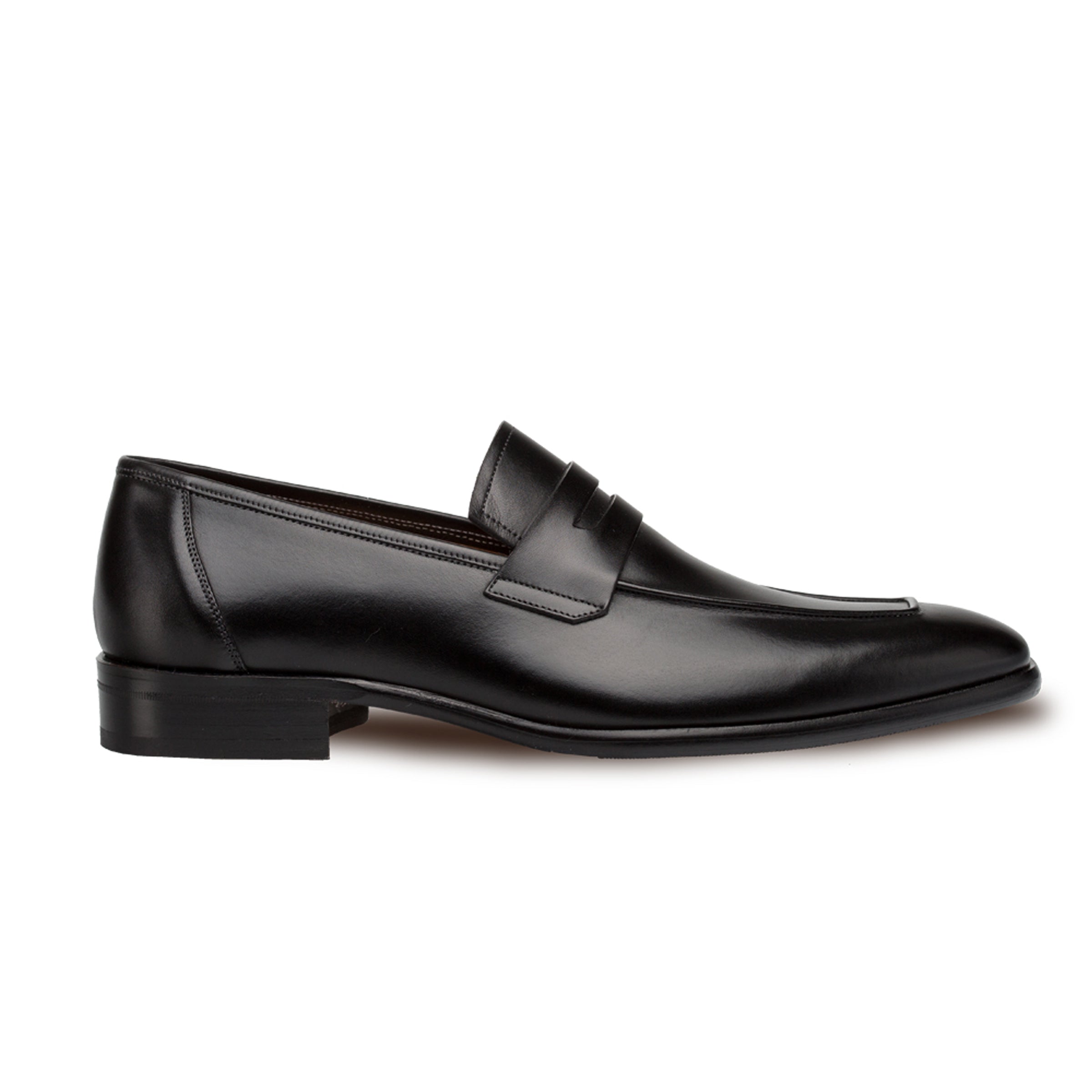 Mens Mezlan Classic Calfskin Slip on Penny Loafer Dress Shoe in Black - 7.5