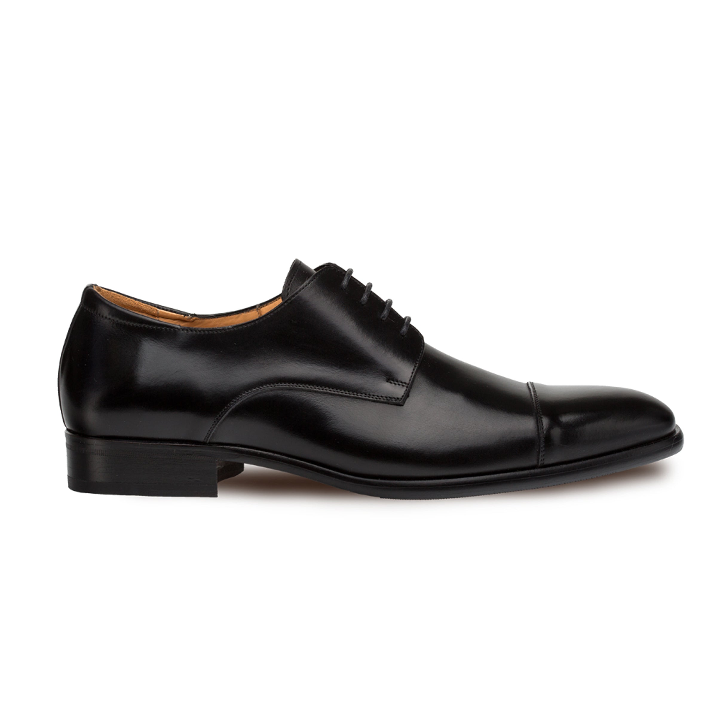 Mens Mezlan Republic Calfskin Cap Toe Blucher Dress Shoe in Black - 7