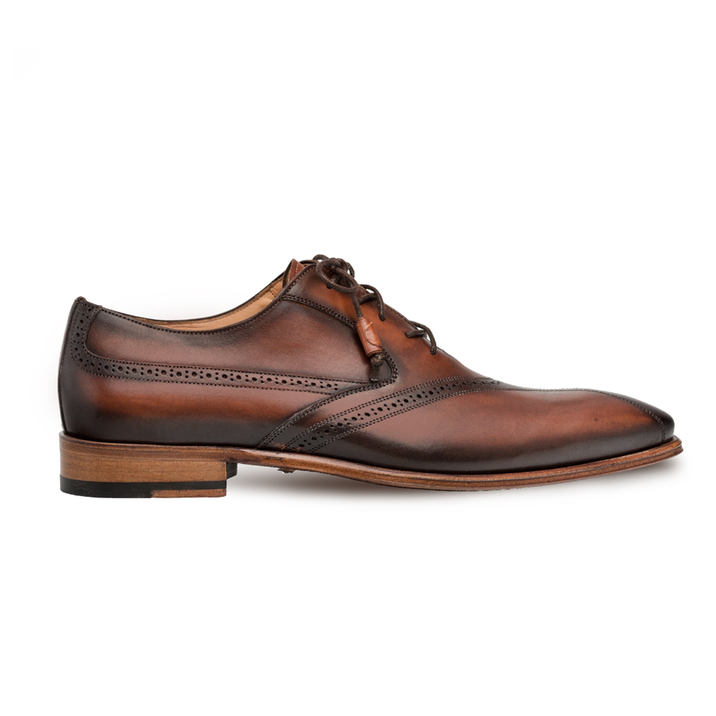 Mens Mezlan Calfskin Bicycle Toe Oxford Dress Shoe in Cognac - 8