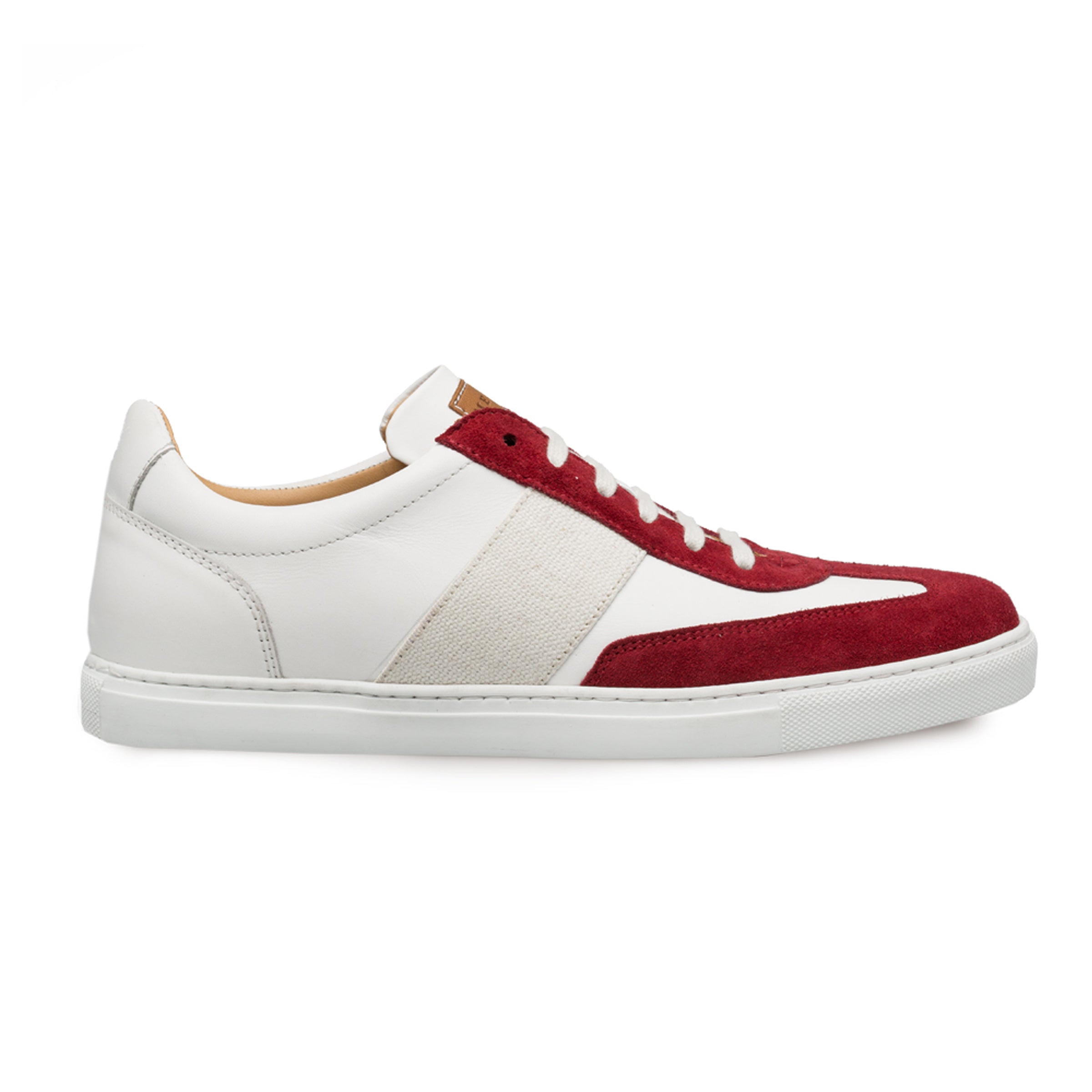 Mens Mezlan Wyatt Two Tone Calfskin & Suede Sneaker in White & Grey - 8