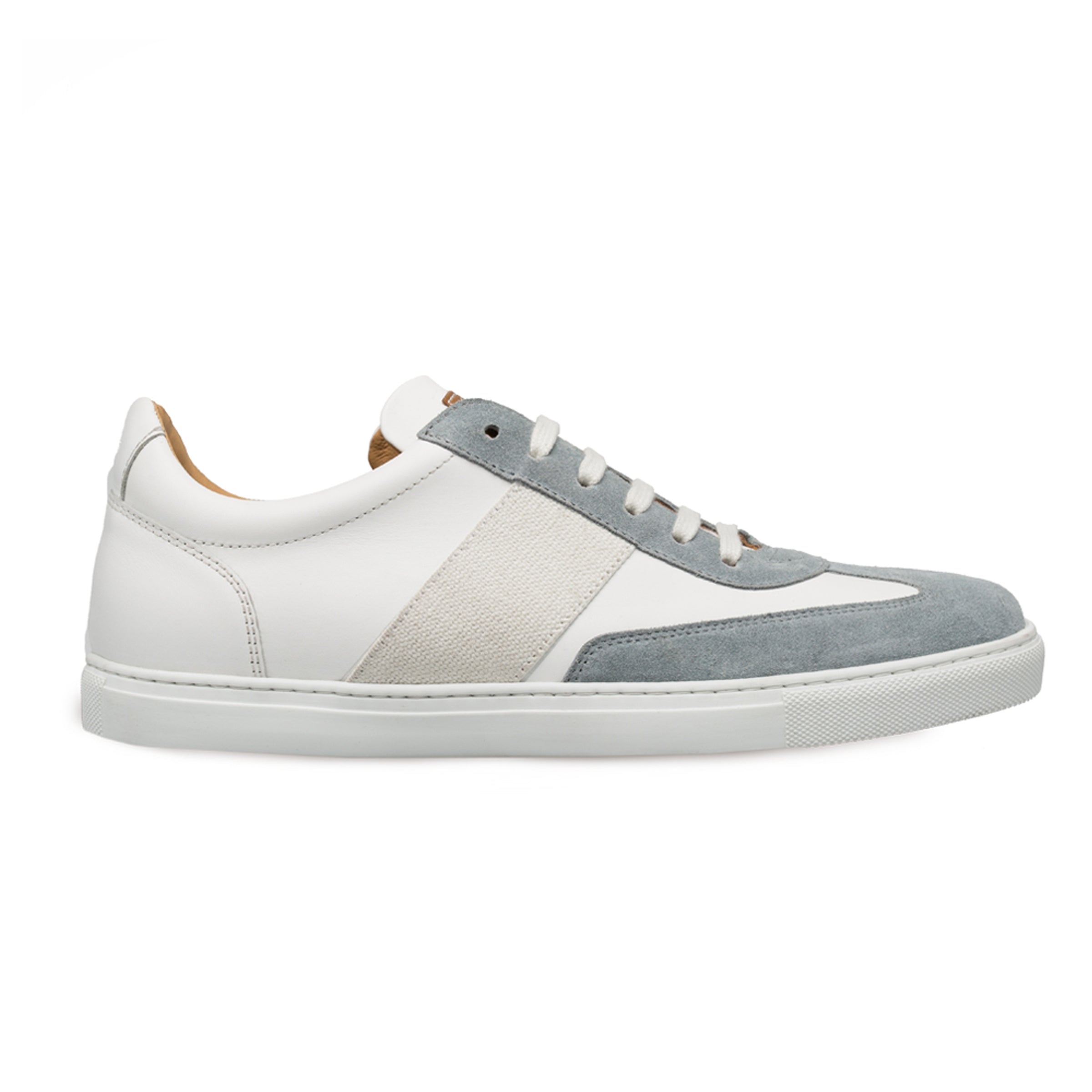 Mens Mezlan Wyatt Two Tone Calfskin & Suede Sneaker in White & Burgundy - 8