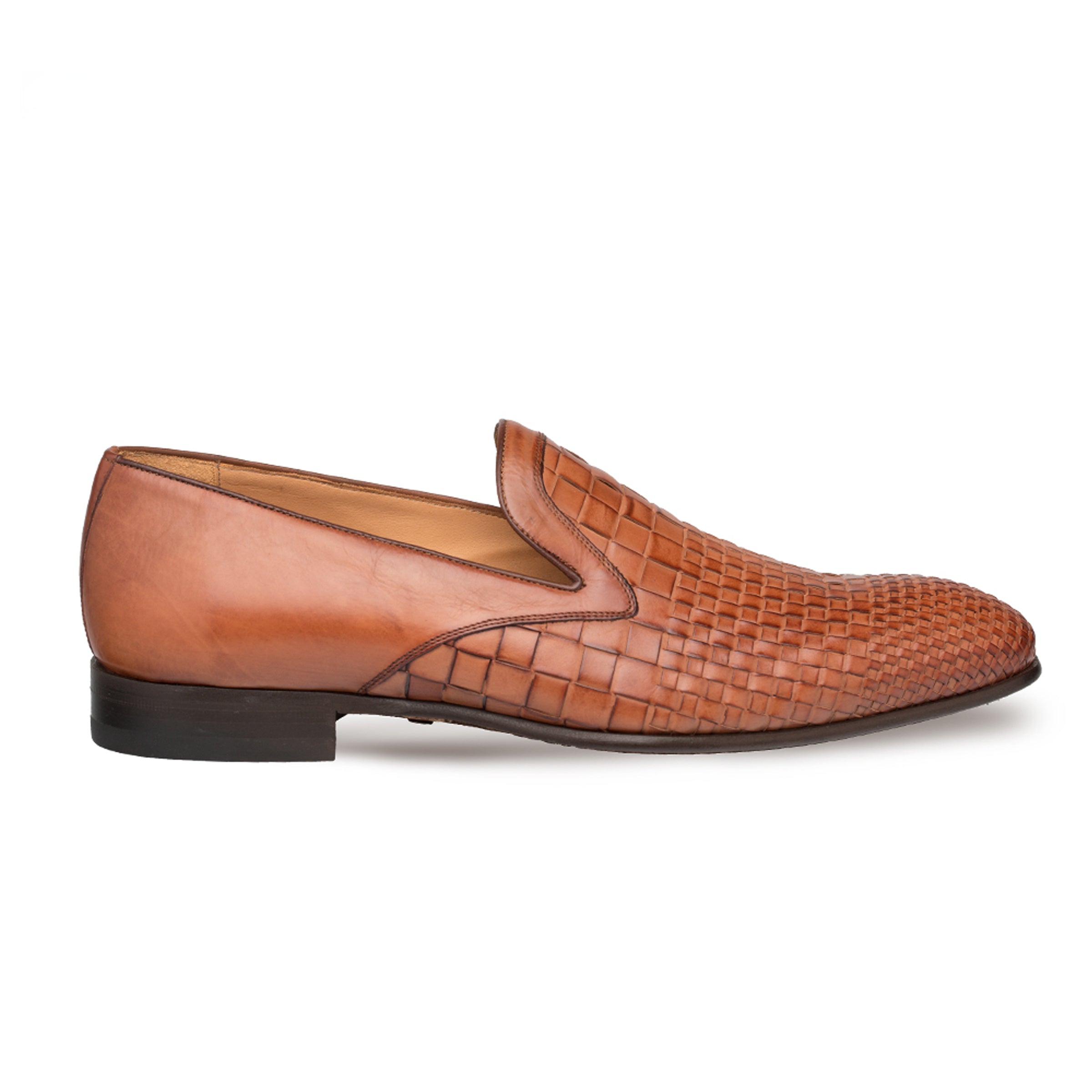 Mens Mezlan Sirocco Woven Calf Slip on Loafer Dress Shoe in Cognac - 8