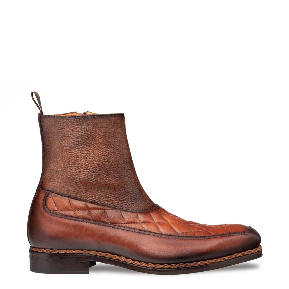 Musico Dress Zip Boot Dark Cognac/Chocolate  By Mezlan Made In Spain Brand - 8M
