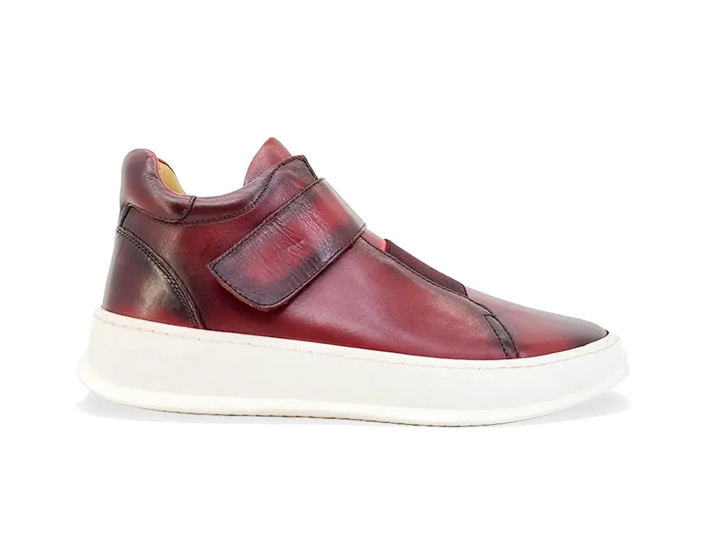 Mid Top Burnished Leather Sneaker - 7.5