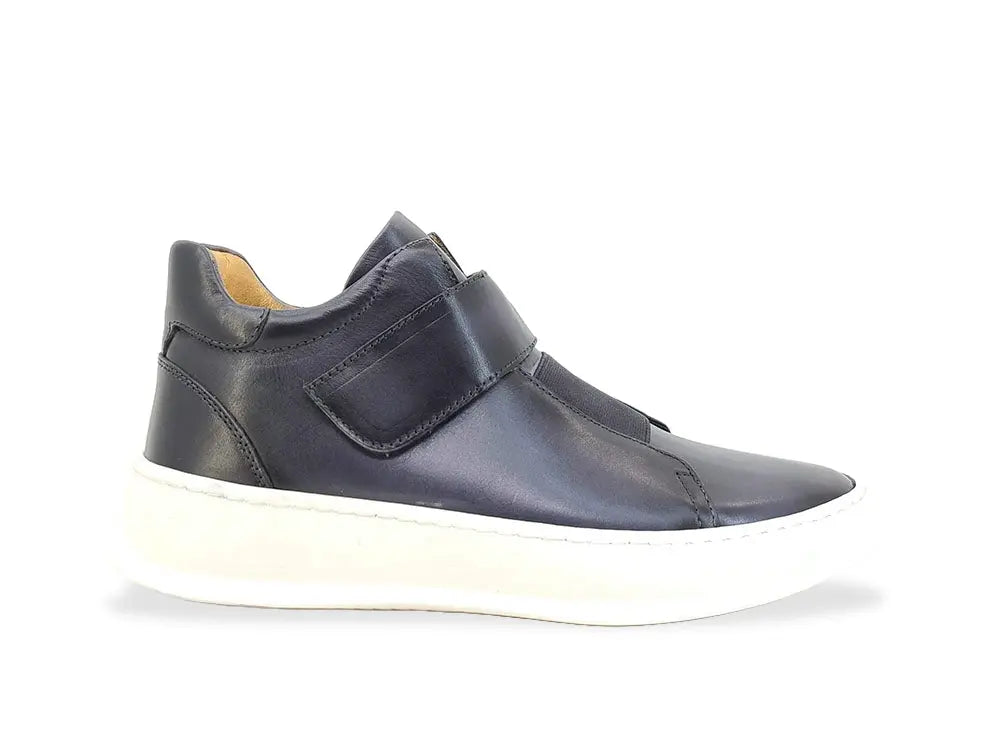 Mid Top Burnished Leather Sneaker - 7.5