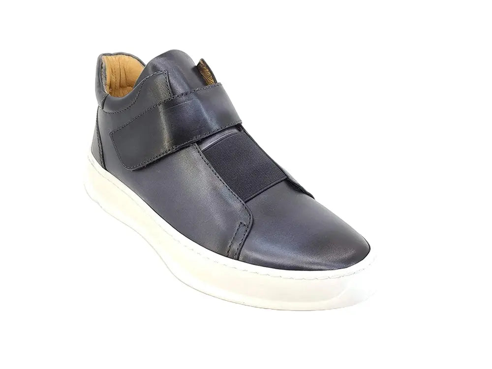 Mid Top Burnished Leather Sneaker - 7.5