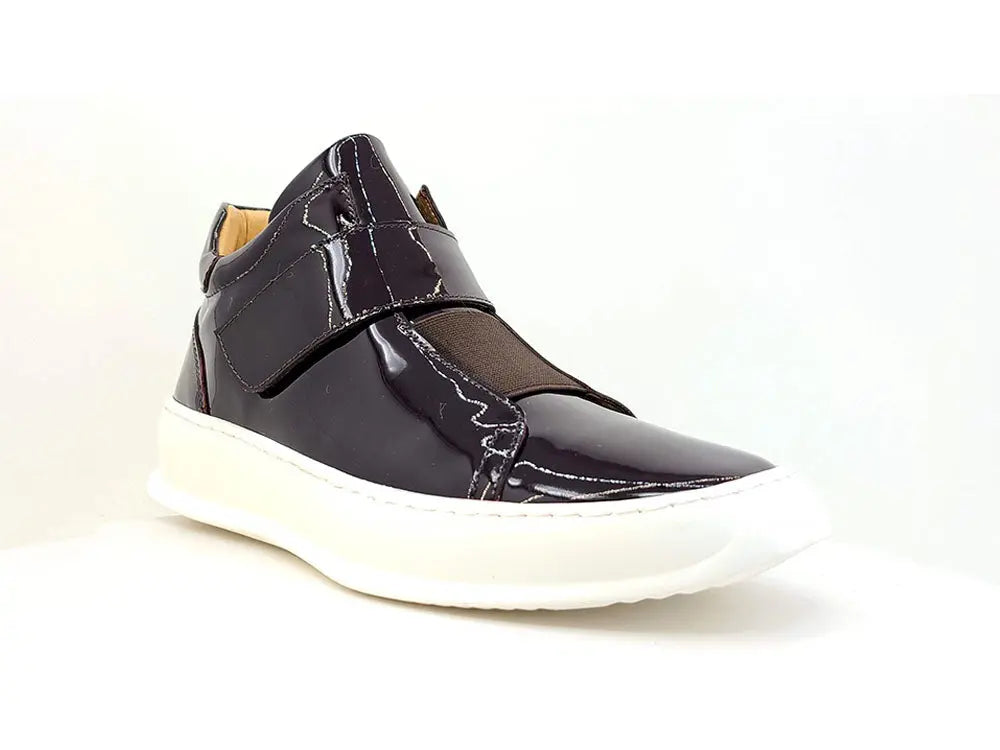 Mid Top Burnished Leather Sneaker - 7.5