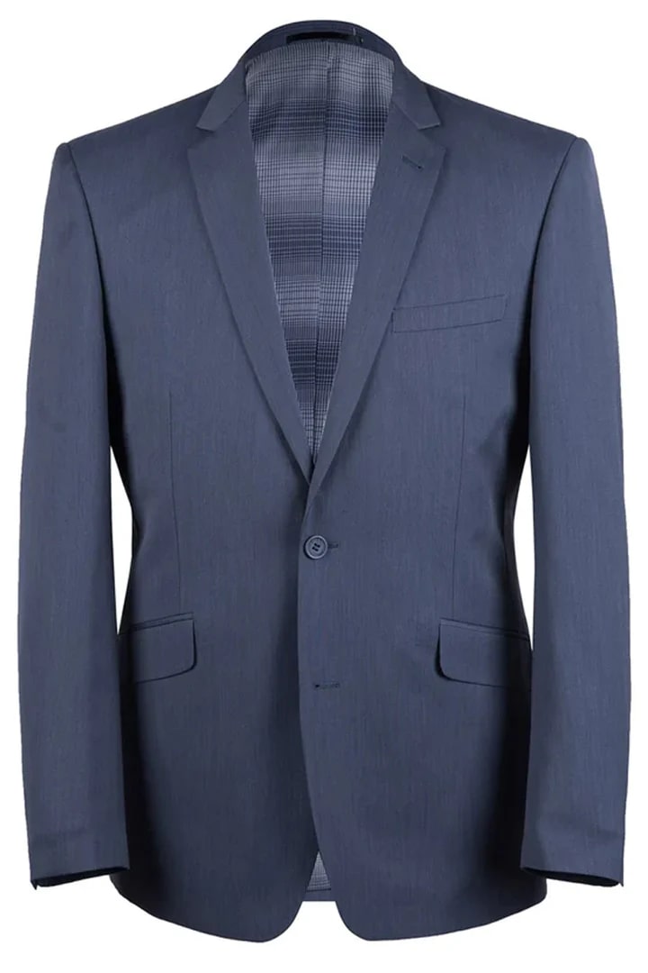 Cheap Priced Suit - Mens Basic Two Button Slim Fit  Midnight Blue Birdseye Suit - 38 Short Jacket+32 Waist Adjustable 28to34)(Height: 5 4 to5 7 )(Neck  15-16.5)S-M)