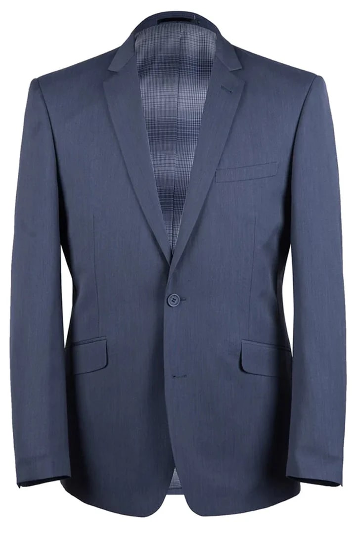 Cheap Suit - Mens Basic Two Button Slim Fit  Midnight Blue Birdseye Suit