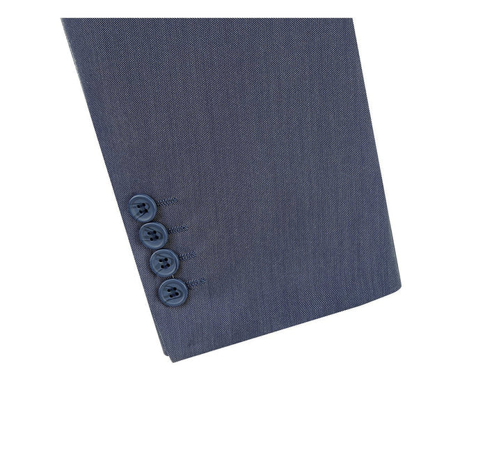 Cheap Priced Suit - Mens Basic Two Button Slim Fit  Midnight Blue Birdseye Suit - 38 Short Jacket+32 Waist Adjustable 28to34)(Height: 5 4 to5 7 )(Neck  15-16.5)S-M)