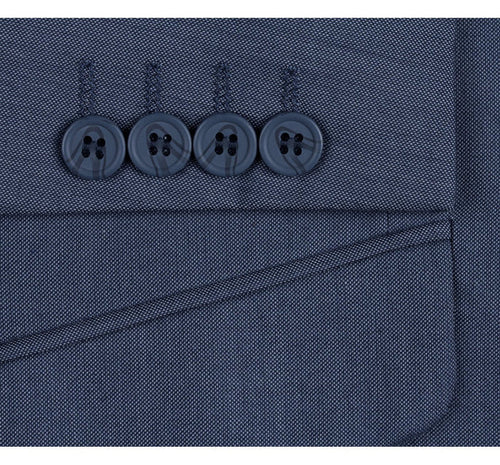 Cheap Priced Suit - Mens Basic Two Button Slim Fit  Midnight Blue Birdseye Suit