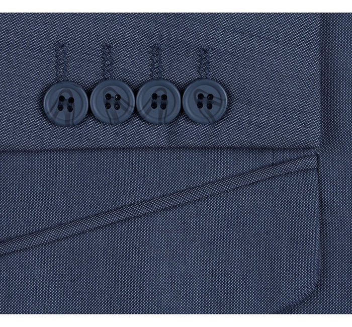 Cheap Priced Suit - Mens Basic Two Button Slim Fit  Midnight Blue Birdseye Suit