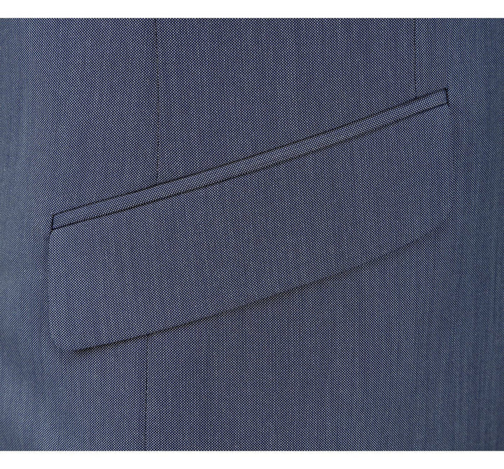 Cheap Priced Suit - Mens Basic Two Button Slim Fit  Midnight Blue Birdseye Suit - 38 Short Jacket+32 Waist Adjustable 28to34)(Height: 5 4 to5 7 )(Neck  15-16.5)S-M)