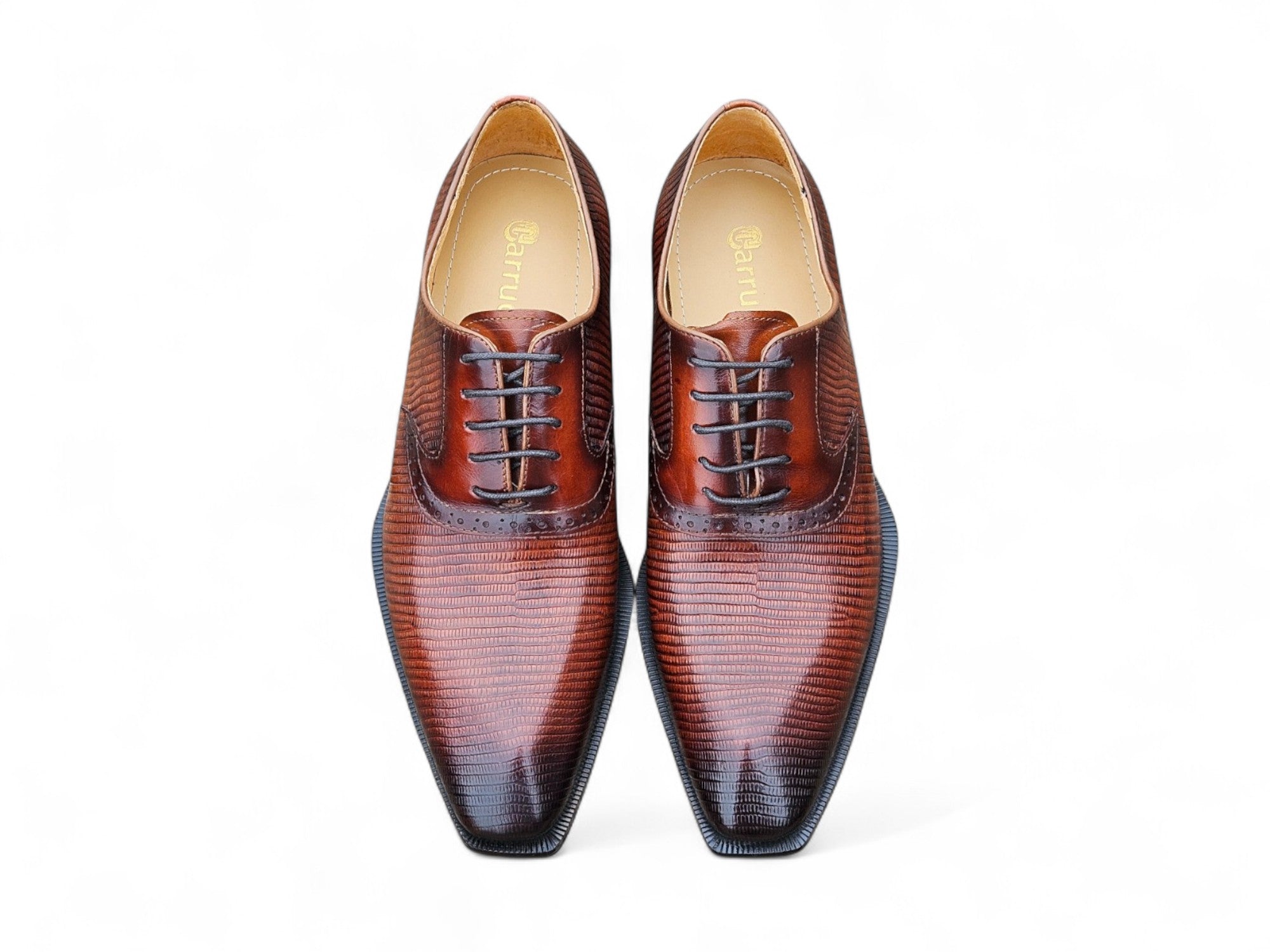 Carrucci Milano Lizard Embossed Oxford Dress Shoes - 7.5