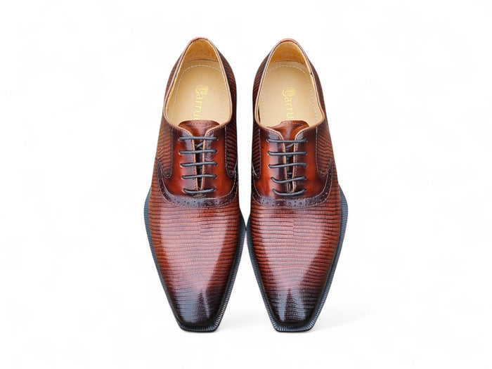Carrucci Milano Lizard Embossed Oxford Dress Shoes