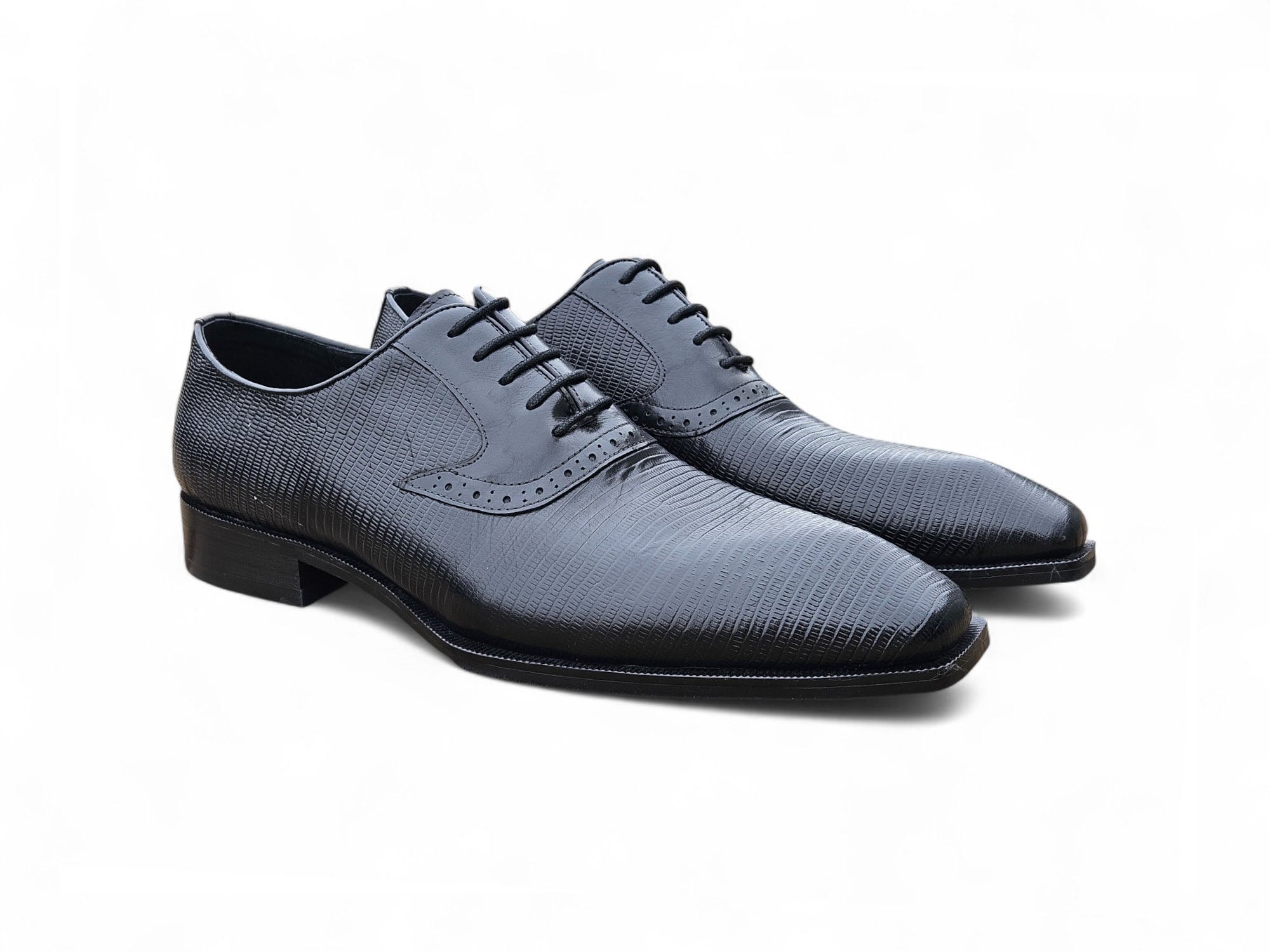 Carrucci Milano Lizard Embossed Oxford Dress Shoes - 7.5