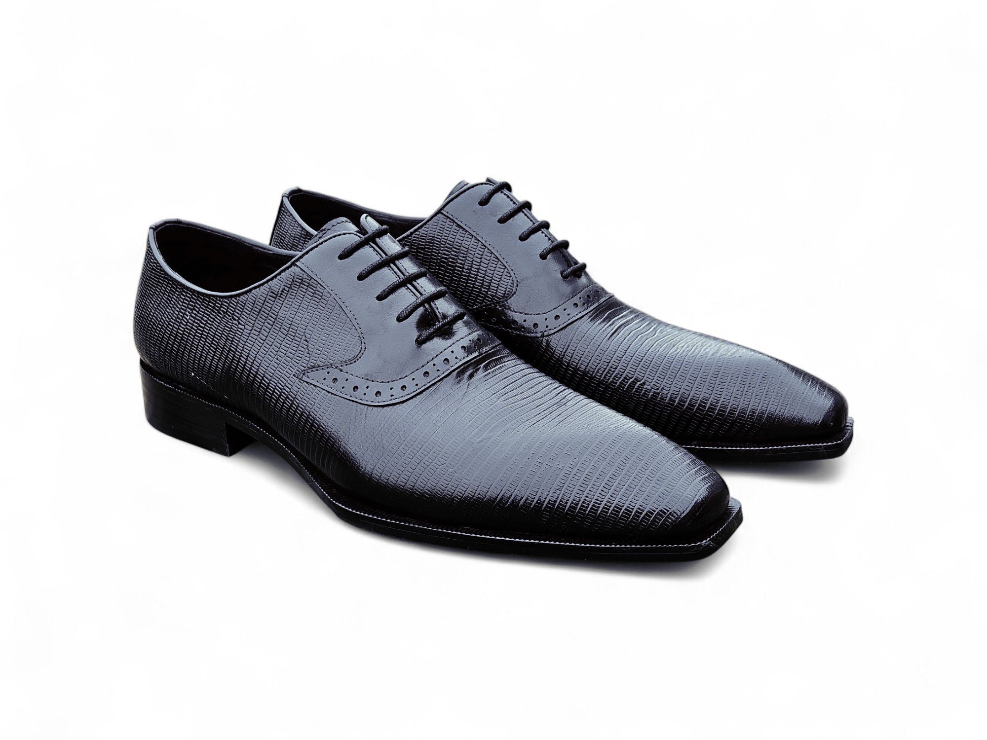 Carrucci Milano Lizard Embossed Oxford Dress Shoes - 7.5