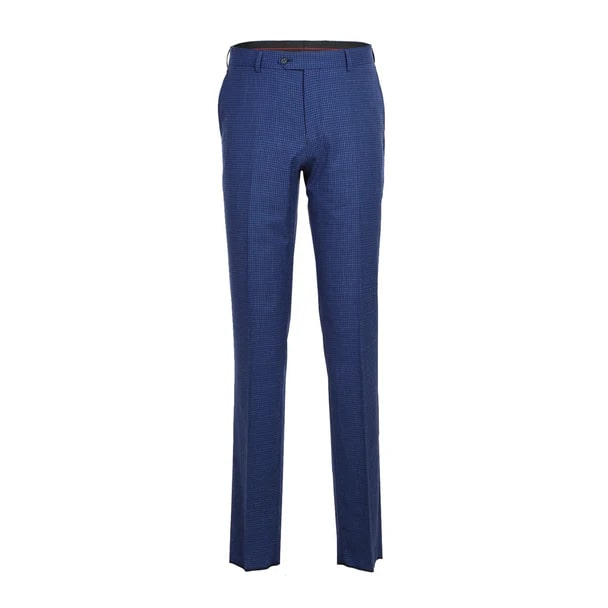 English Laundry Suits  Designer Brand - Wool Stretch with Linen Double Breasted Blue Slim Fit Suit - Coat Size 38