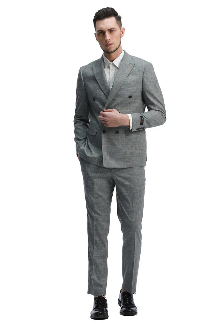 Cheap priced Suit  - Men's Slim Fit Double Breasted Summer Sharkskin Mint Green Suit