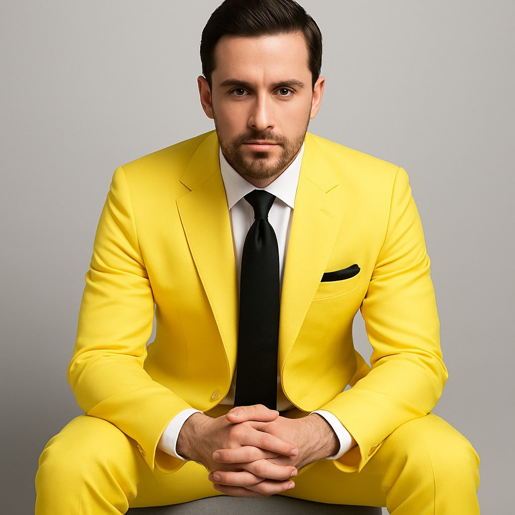 Mix and Match Suits Men's Two Button Yellow Suit Separate Any Size Jacket & Pants - 36 Short & any size pants (plz specify in payment comment section)
