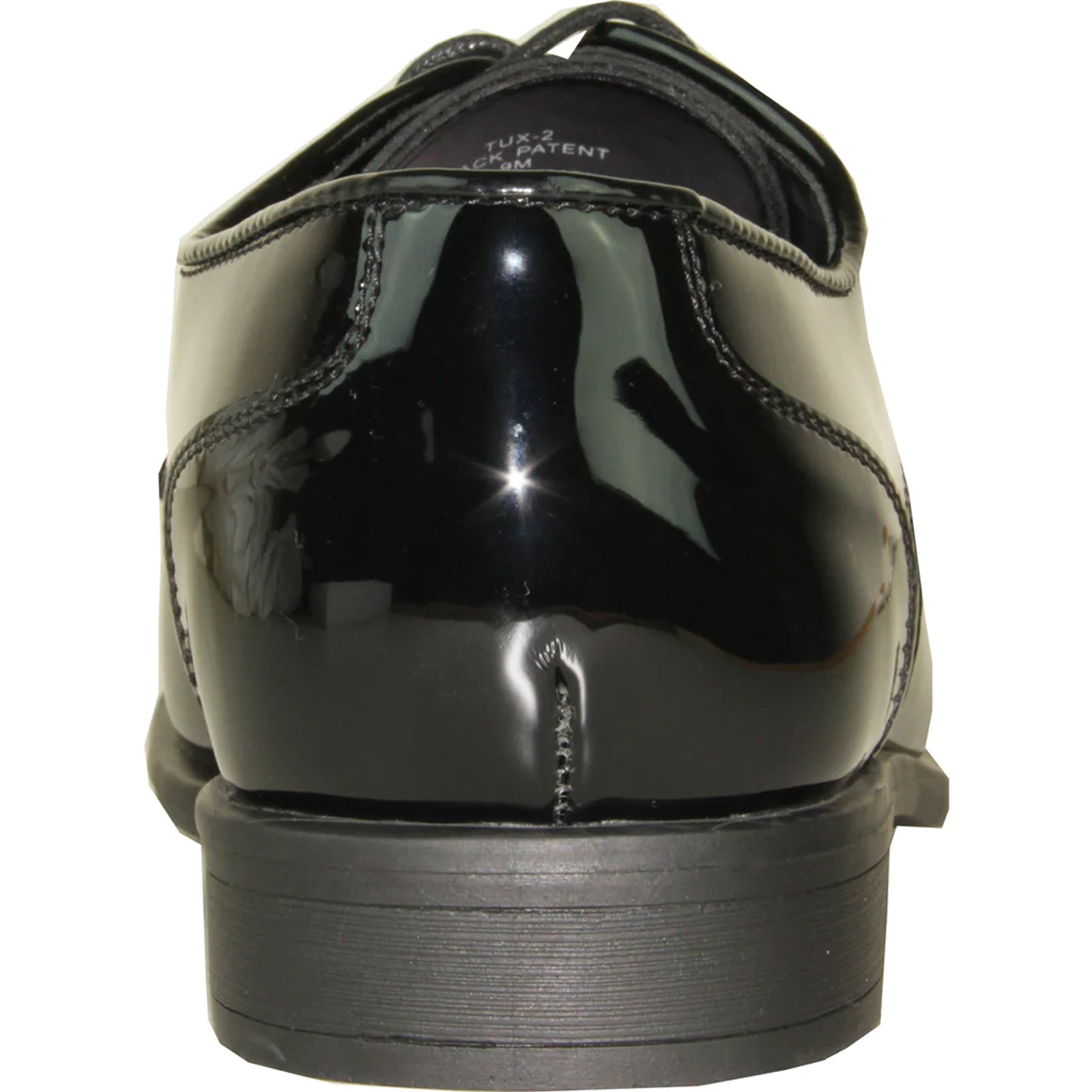 "Black Oxford Patent Tuxedo Shoe - Modern Men's Pointy Square Toe" - 6.5M