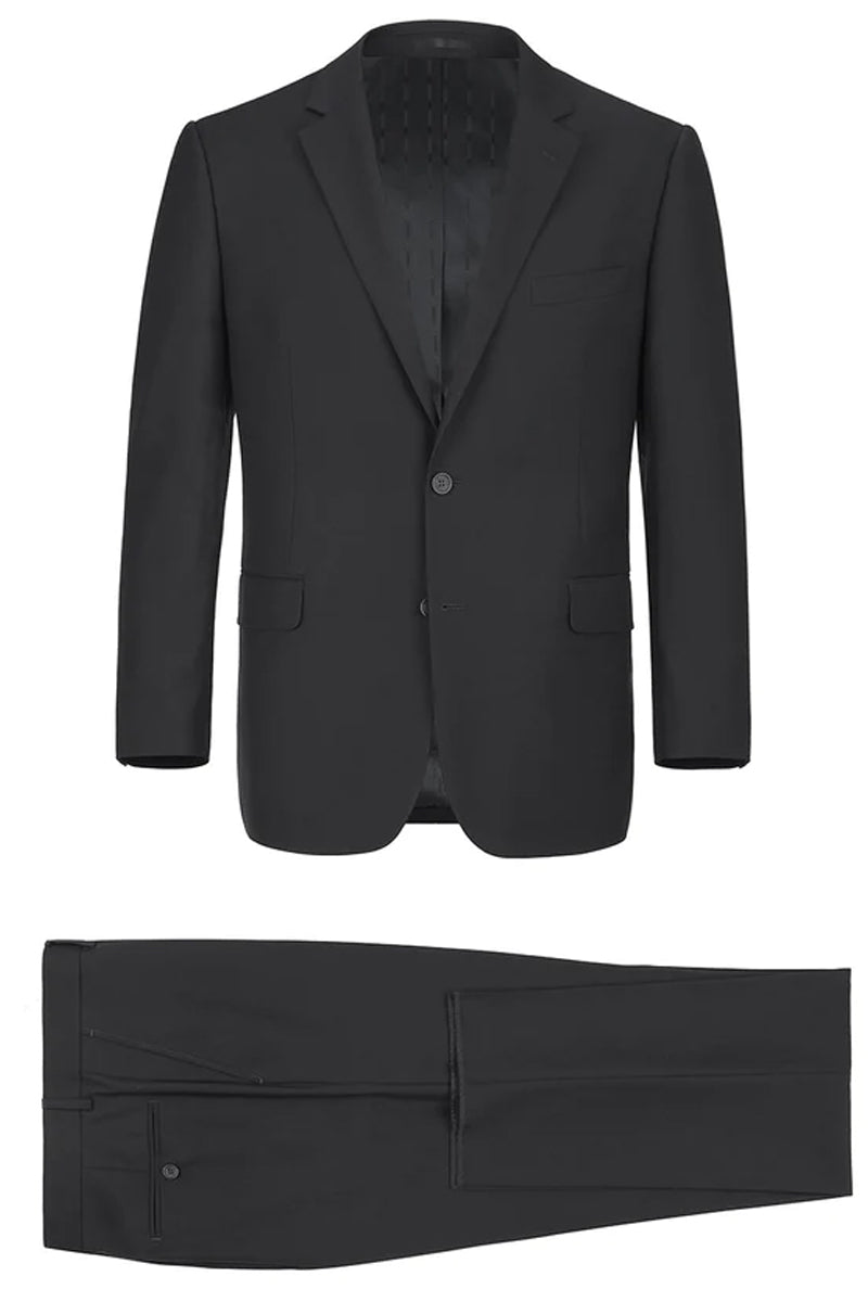 "Black Two-Button Extra Long Basic Men's Suit - Classic Elegance" - 42X Long