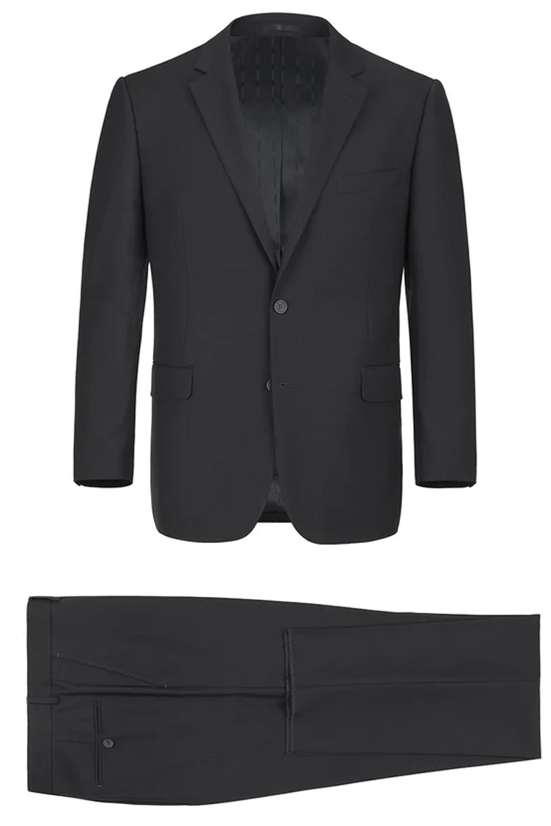 "Black Two-Button Extra Long Basic Men's Suit - Classic Elegance"