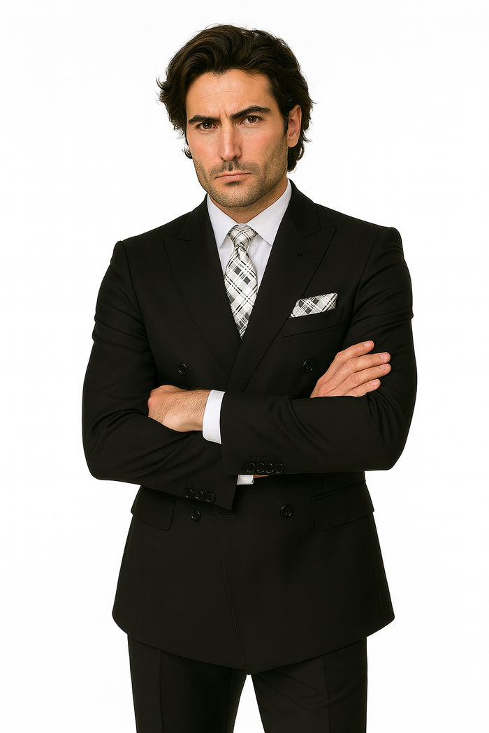 Pacelli by Zacchi Men's 2-Piece Double Breasted Suit - Solid Colors