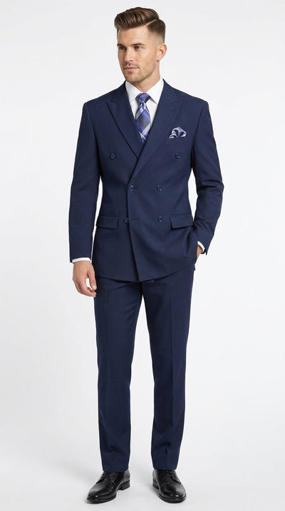 Men’s Classic Navy Double Breasted Suit, Affordable Formal Wedding Business Dress Suit