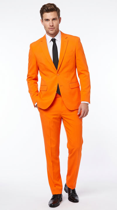 Men’s Orange Tuxedo Suit with Pants, Bright Orange Formal Prom Wedding Suit