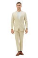 Mens Two Piece Linen Suit Relaxed Hybrid Fit No Collar