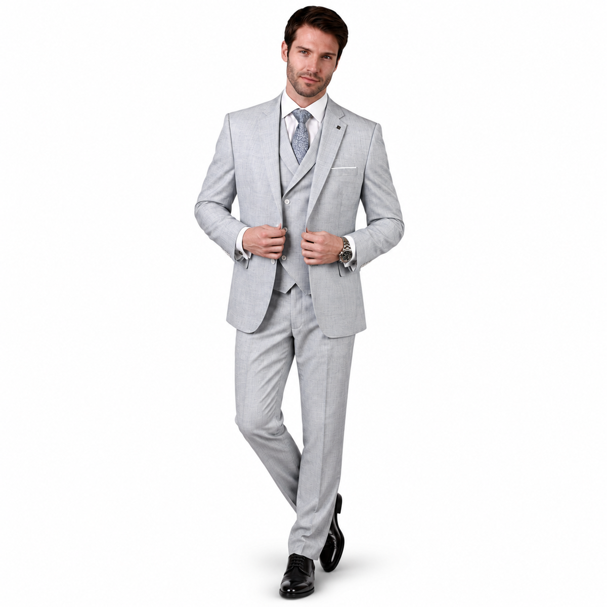 Men’s 3-Piece Tailored Fit Super 180’s Wool Suit - Powder
