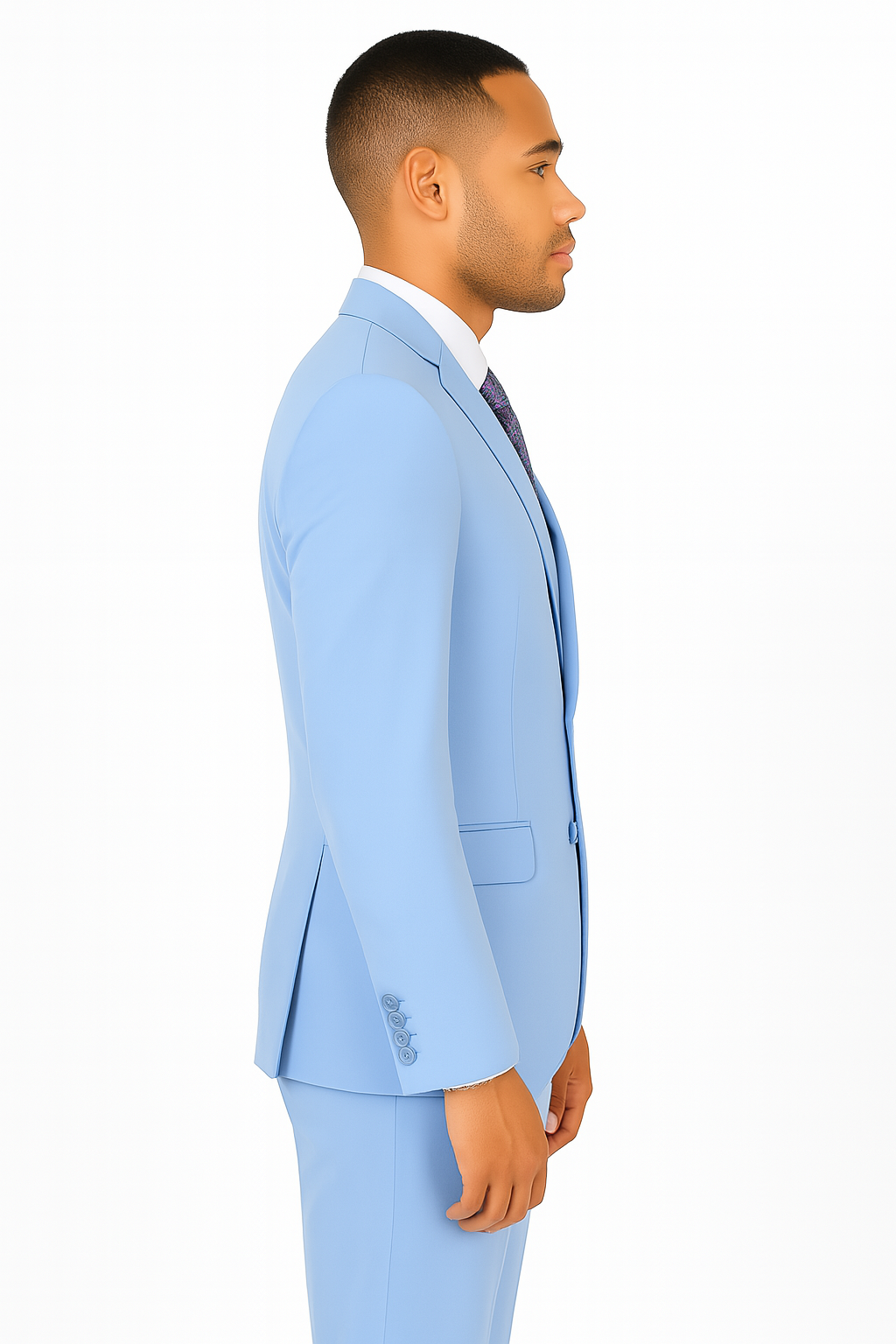 Ultra Slim Fit 2 Piece Suit Stretch Fabric in Solid Light Blue - Light Blue